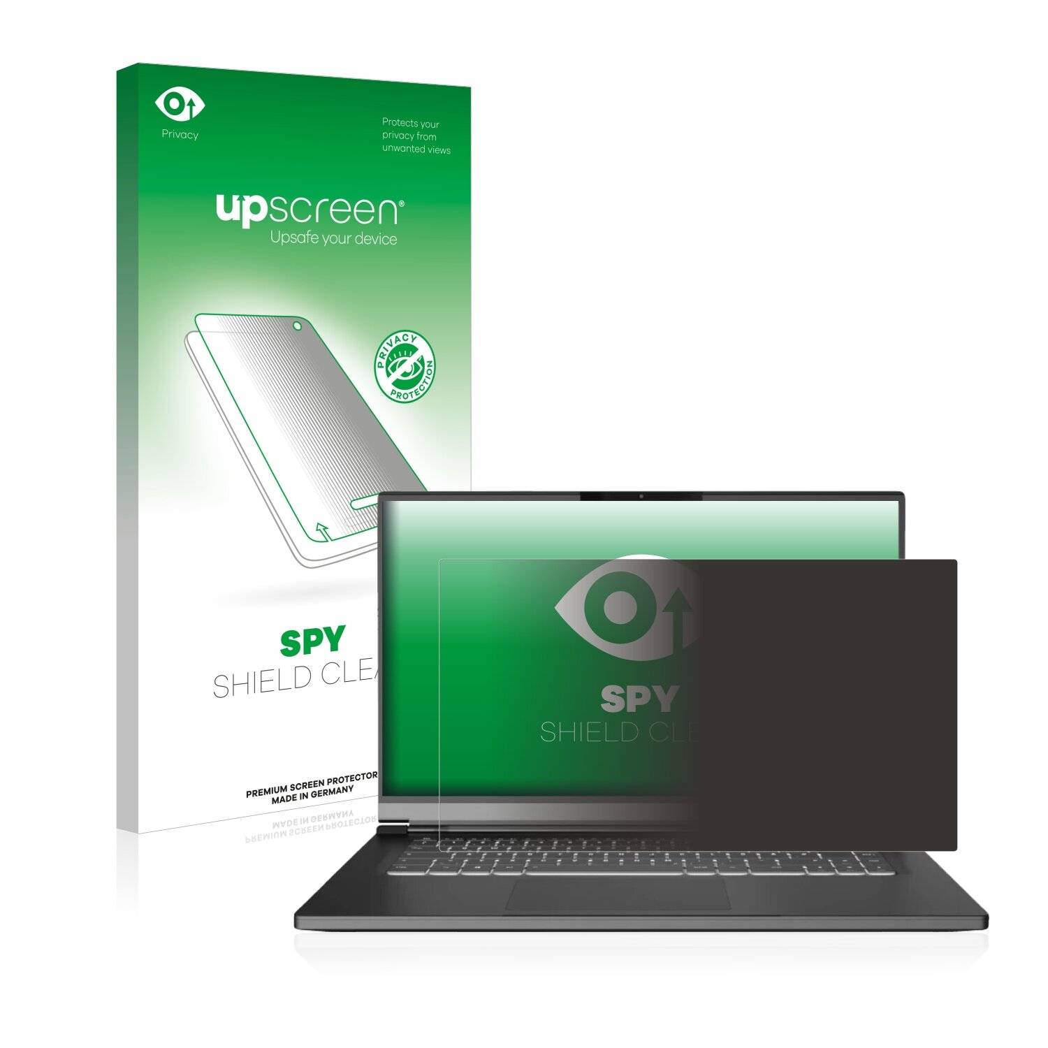 upscreen Spy Shield Clear Premium Blickschutzfolie für Schenker Via 15 Pro