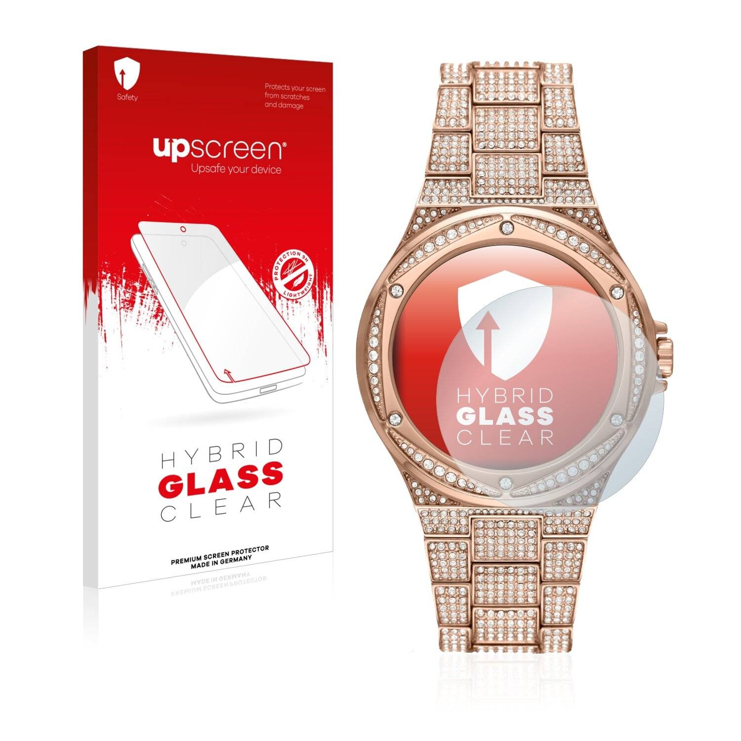 upscreen Hybrid Glass Clear Premium Schutzglas Folie für Michael Kors Lennox MK