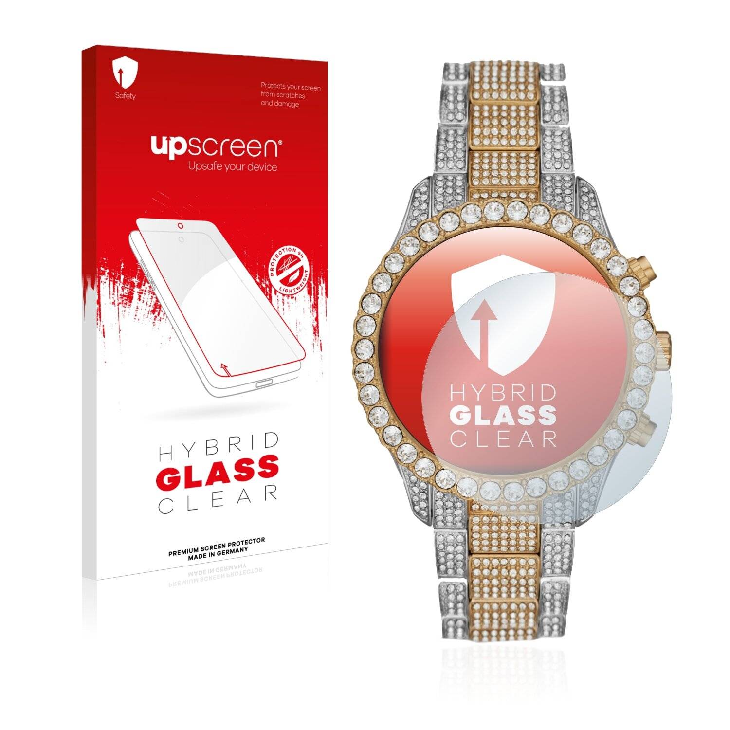 upscreen Hybrid Glass Clear Premium Schutzglas Folie für Michael Kors Layton MK