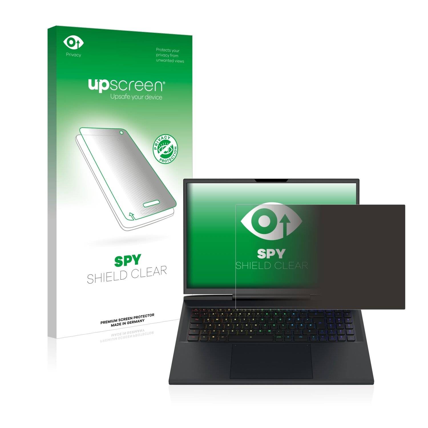 upscreen Spy Shield Clear Premium Blickschutzfolie für Schenker XMG NEO 17
