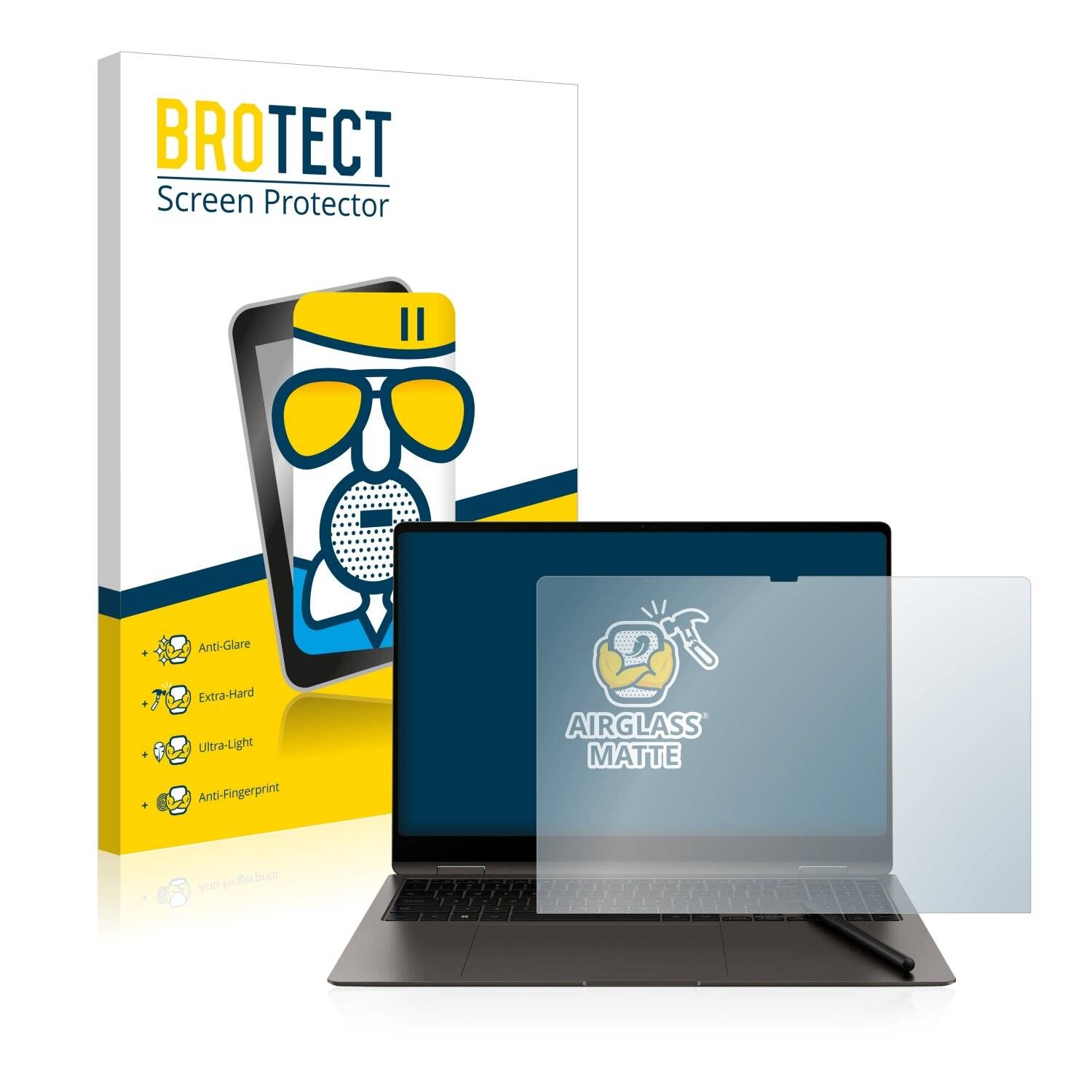 BROTECT AirGlass Flexible Schutz Glas Folie für Samsung Galaxy Book3 Pro 360 16" Matt Entspiegelt