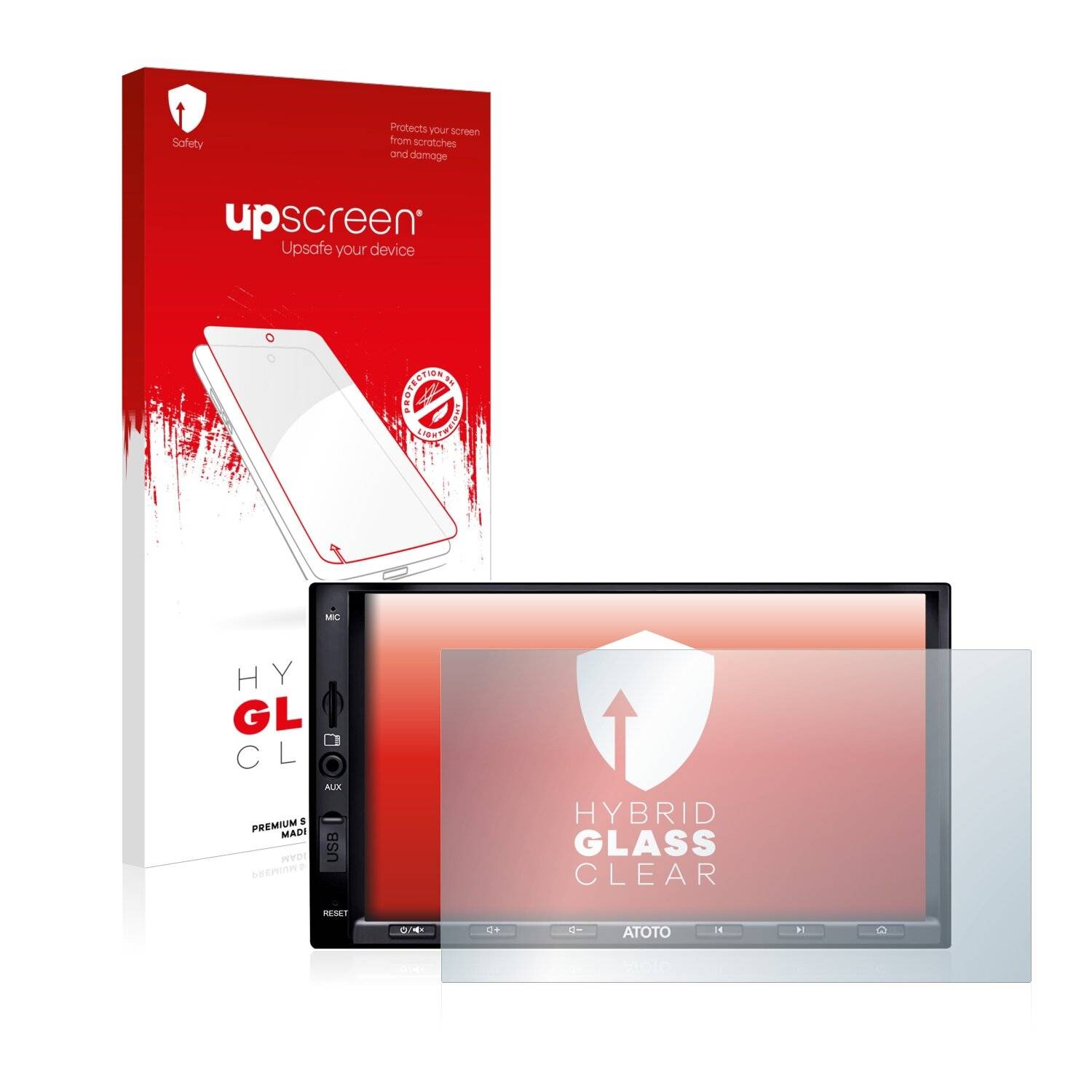upscreen Hybrid Glass Clear Premium Schutzglas Folie für Atoto A6