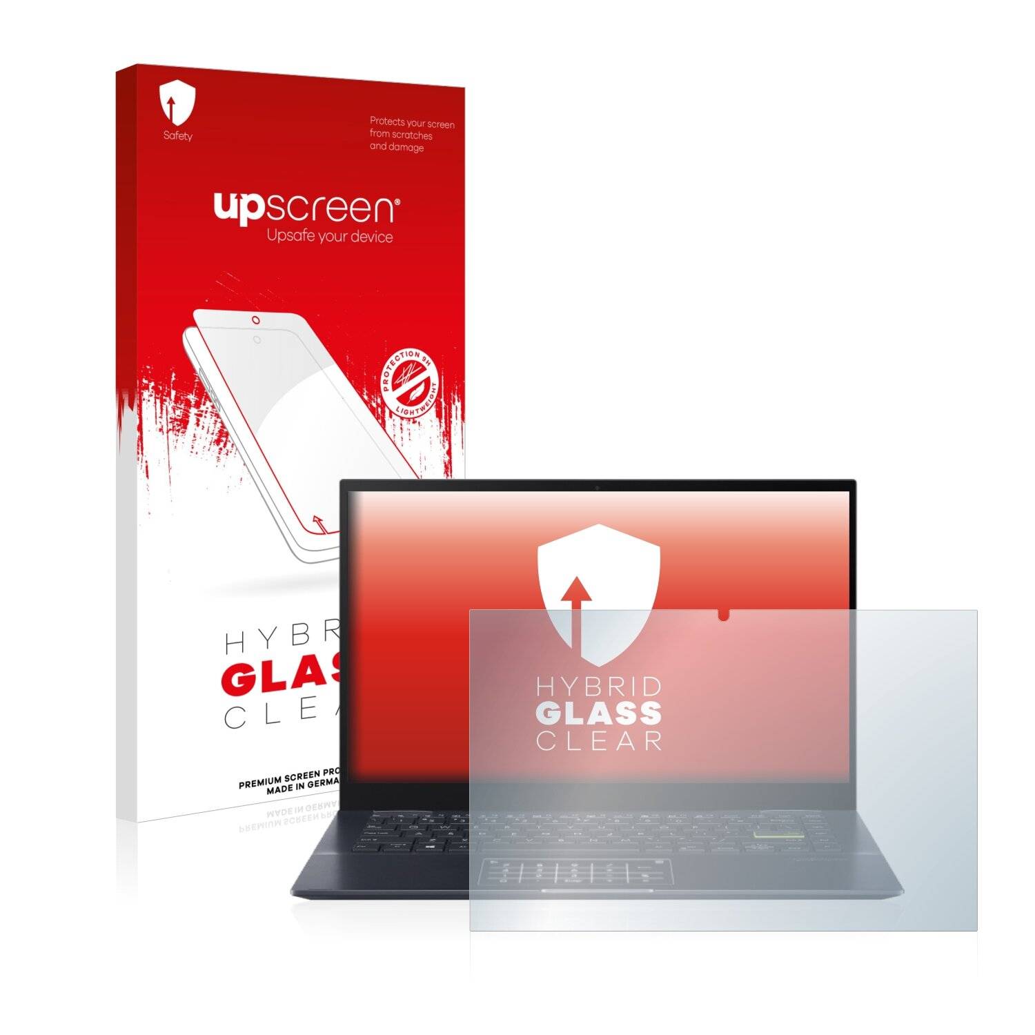 upscreen Hybrid Glass Clear Premium Schutzglas Folie für Asus VivoBook Flip 14 TM420UA