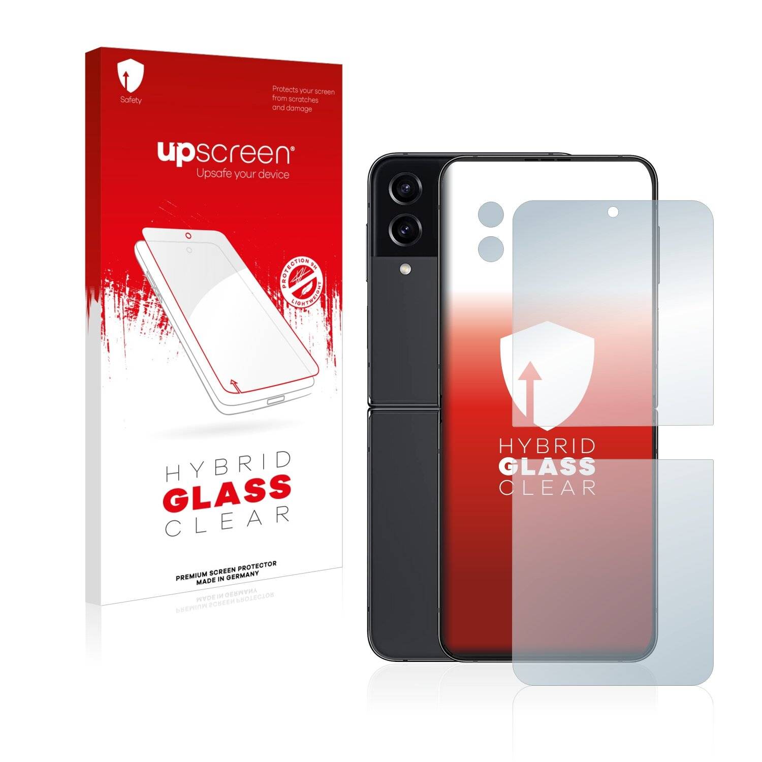 upscreen Flexible Schutz Glas Folie für Samsung Galaxy Z Flip 4 (Display+Kamera) Schutzglas 9H Hybridglas Klar