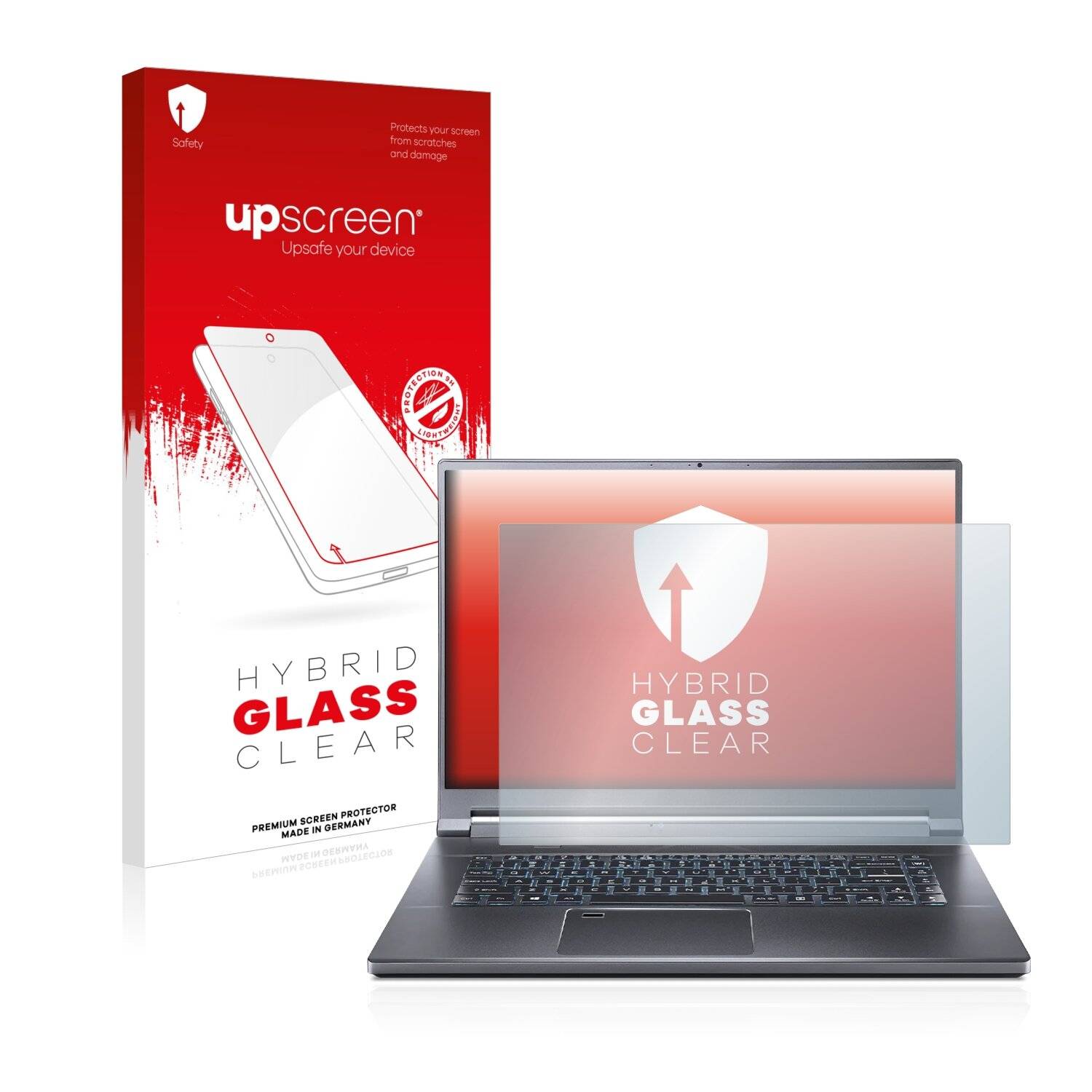 upscreen Hybrid Glass Clear Premium Schutzglas Folie für Acer Predator Triton 500