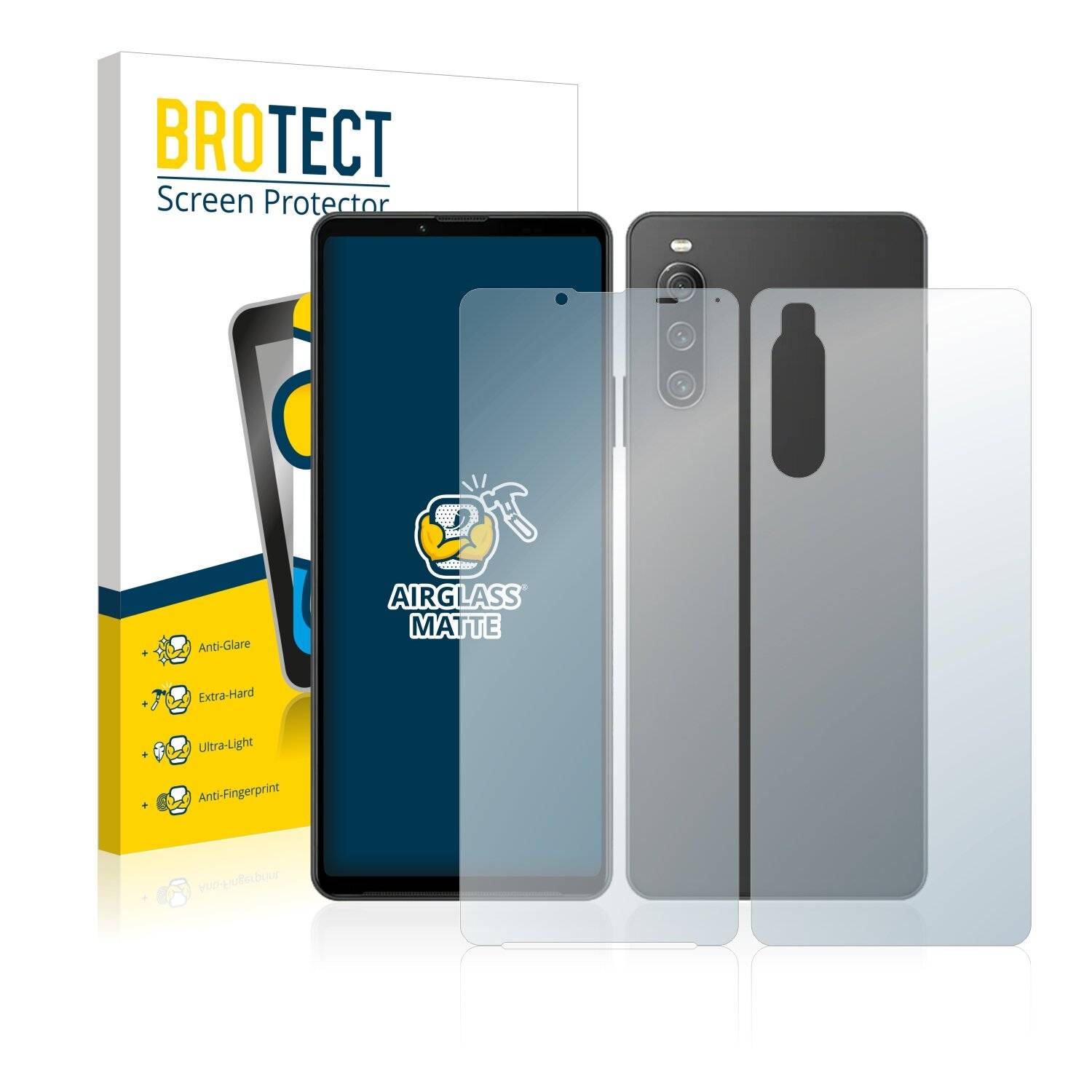 BROTECT AirGlass Flexible Schutz Glas Folie für Sony Xperia 10 IV (Display+Rückseite) Matt Entspiegelt