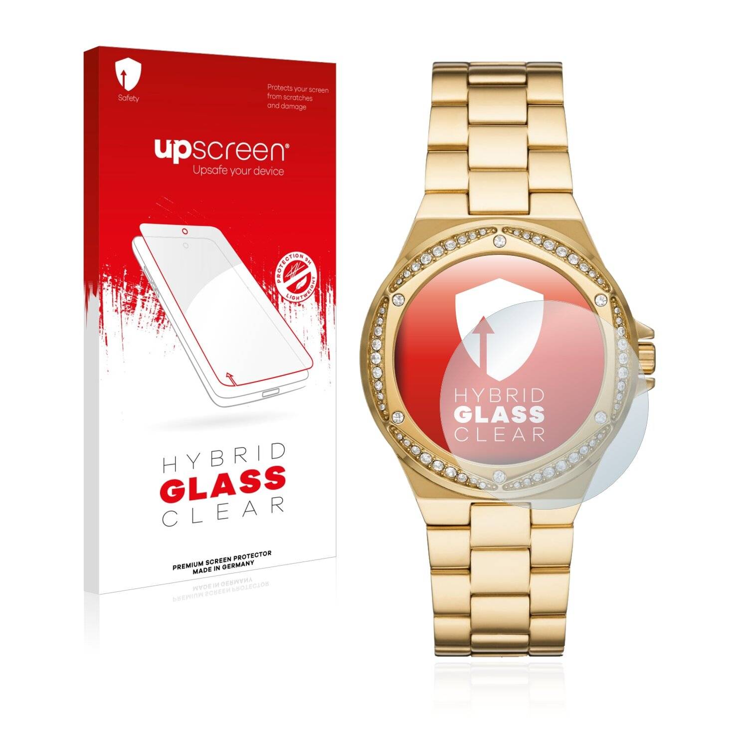 upscreen Hybrid Glass Clear Premium Schutzglas Folie für Michael Kors Lennox MK