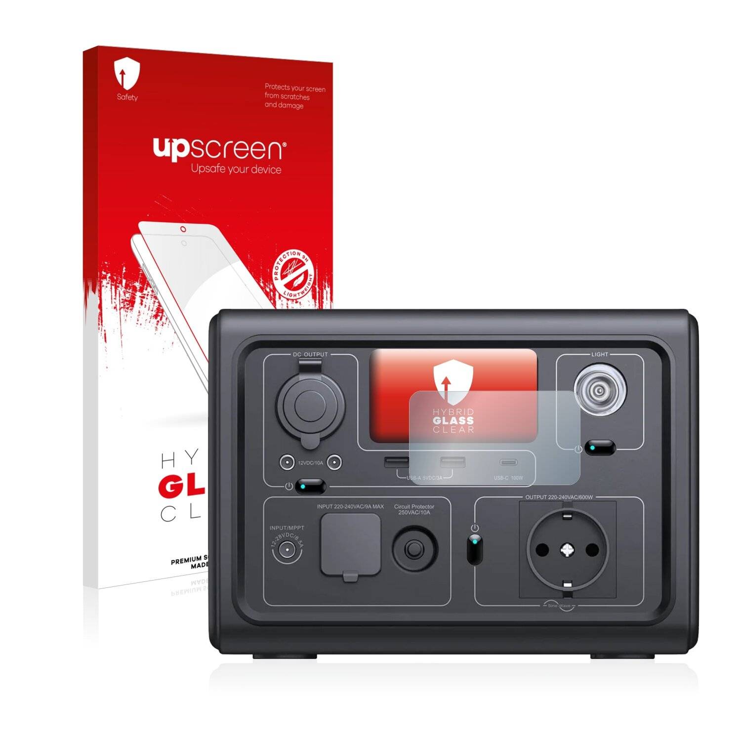 upscreen Hybrid Glass Clear Premium Schutzglas Folie für Bluetti