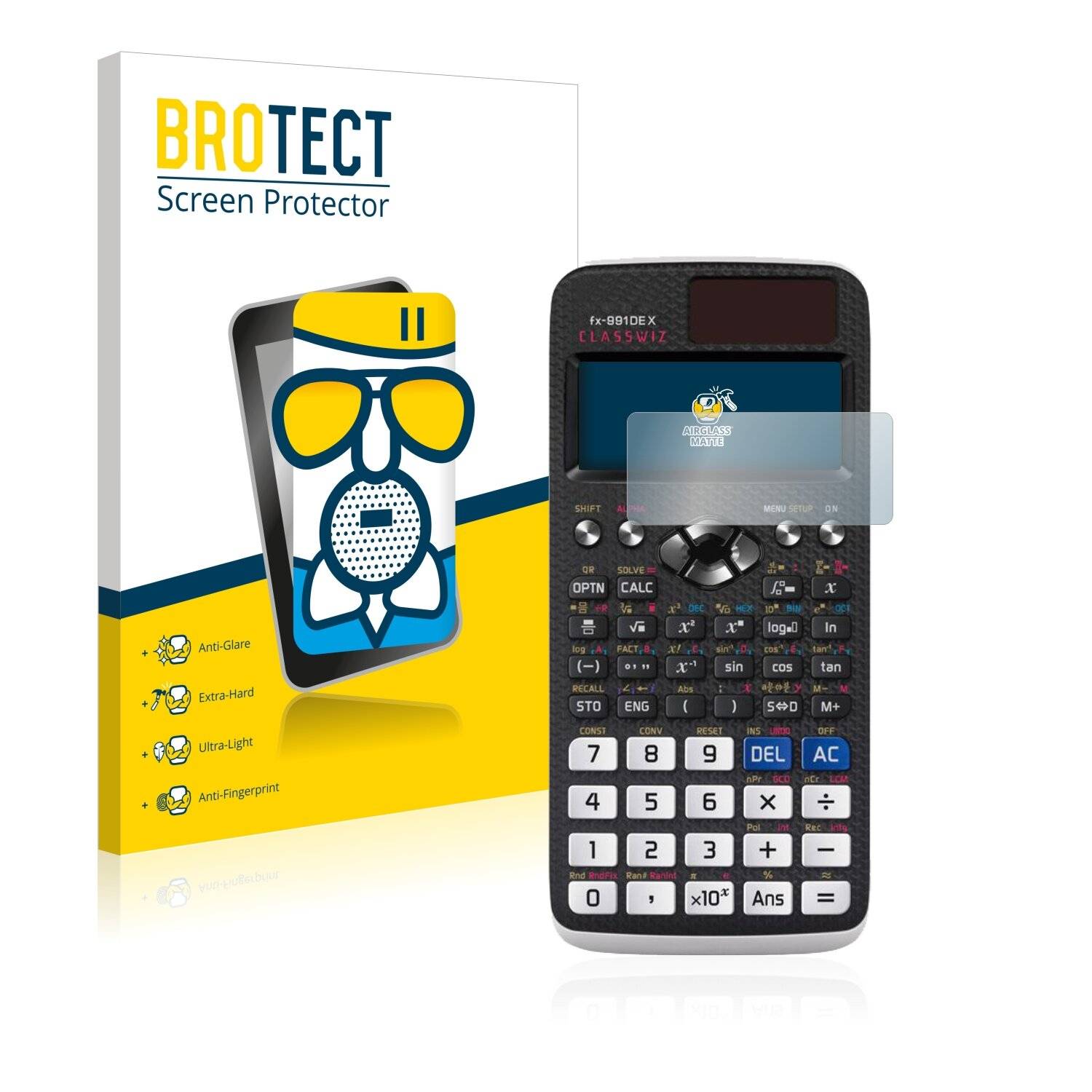 BROTECT AirGlass Flexible Schutz Glas Folie für Casio FX 991DE X Matt Entspiegelt