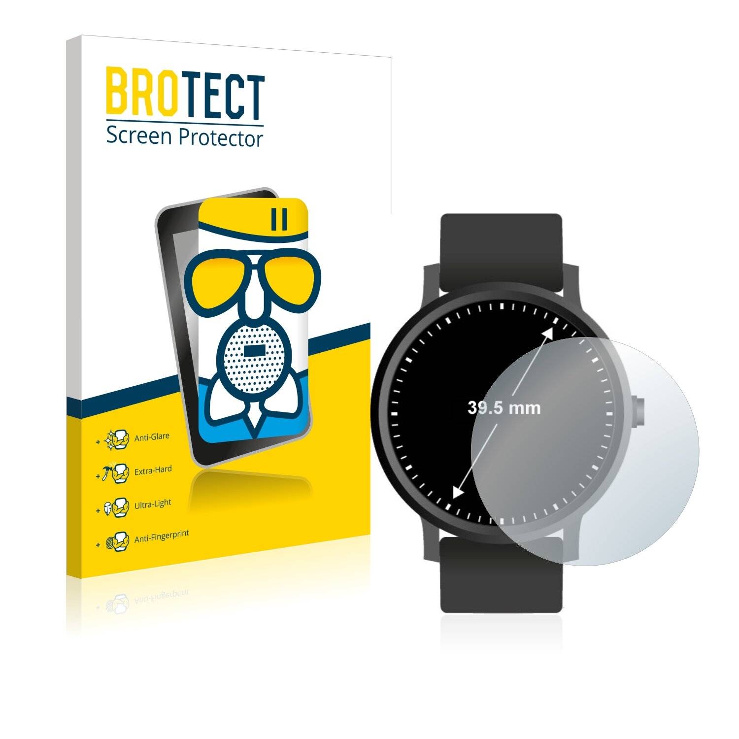 BROTECT AirGlass Matte Schutzglas Folie für Armbanduhren (Kreisrund, ø: 39.5