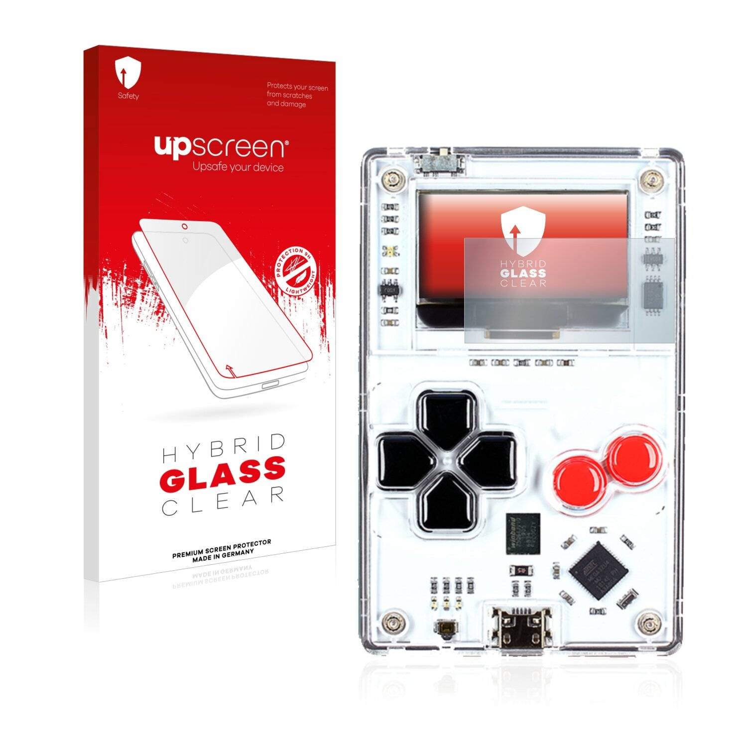 upscreen Hybrid Glass Clear Premium Schutzglas Folie für Arduboy