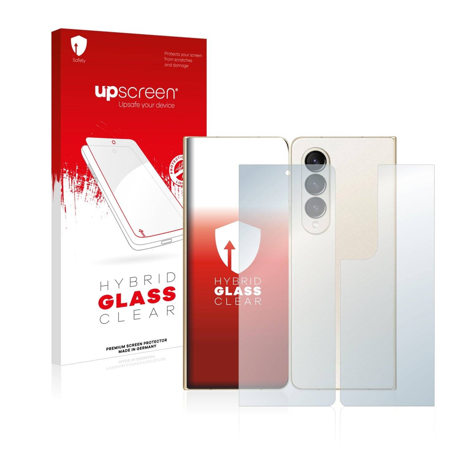 upscreen Flexible Schutz Glas Folie für Samsung Galaxy Z Fold 4 (Display+Rückseite) Schutzglas 9H Hybridglas Klar