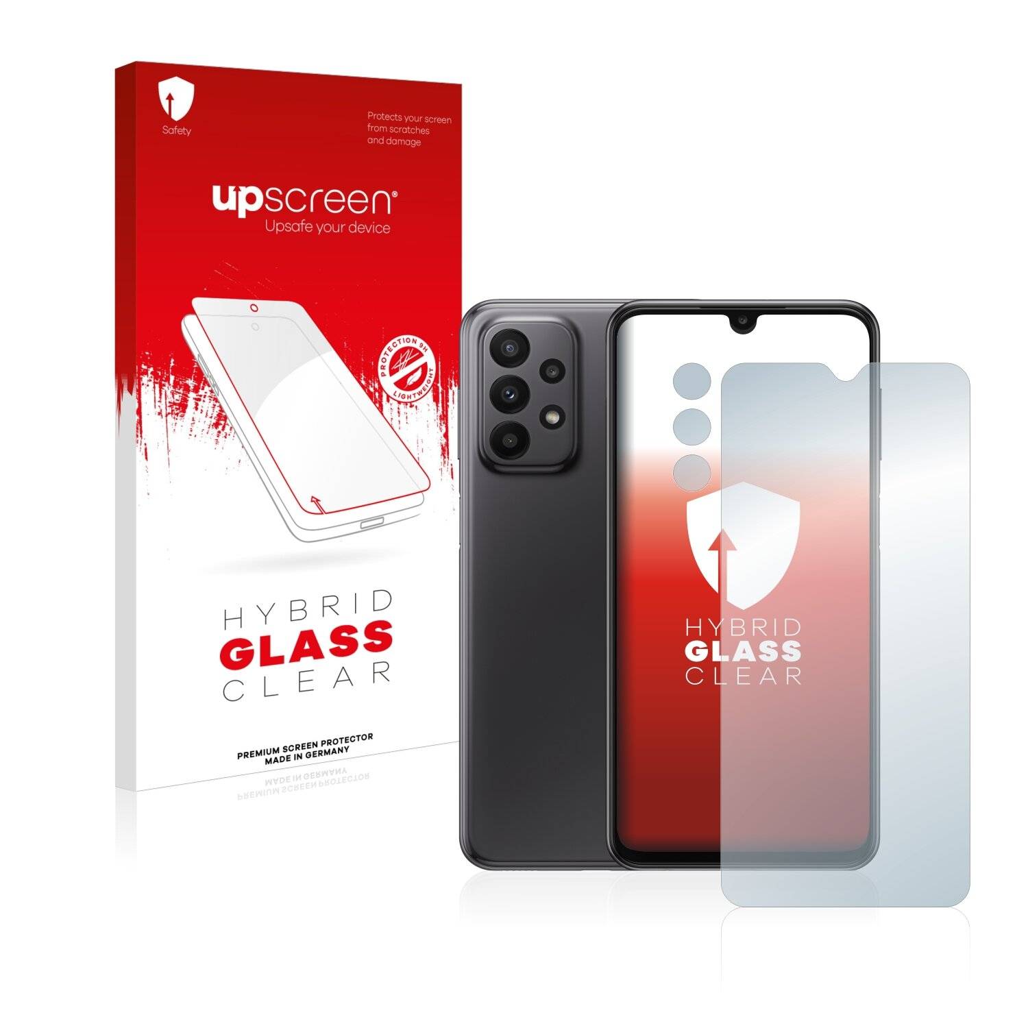 upscreen Flexible Schutz Glas Folie für Samsung Galaxy A23 5G (Display+Kamera) Schutzglas 9H Hybridglas Klar