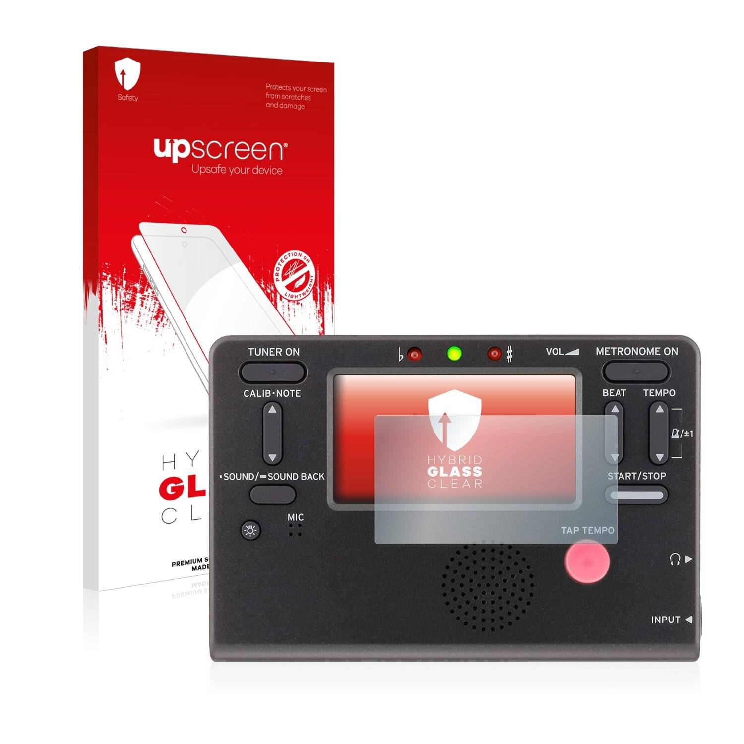 upscreen Hybrid Glass Clear Premium Schutzglas Folie für Korg TM-60 Combo Tuner