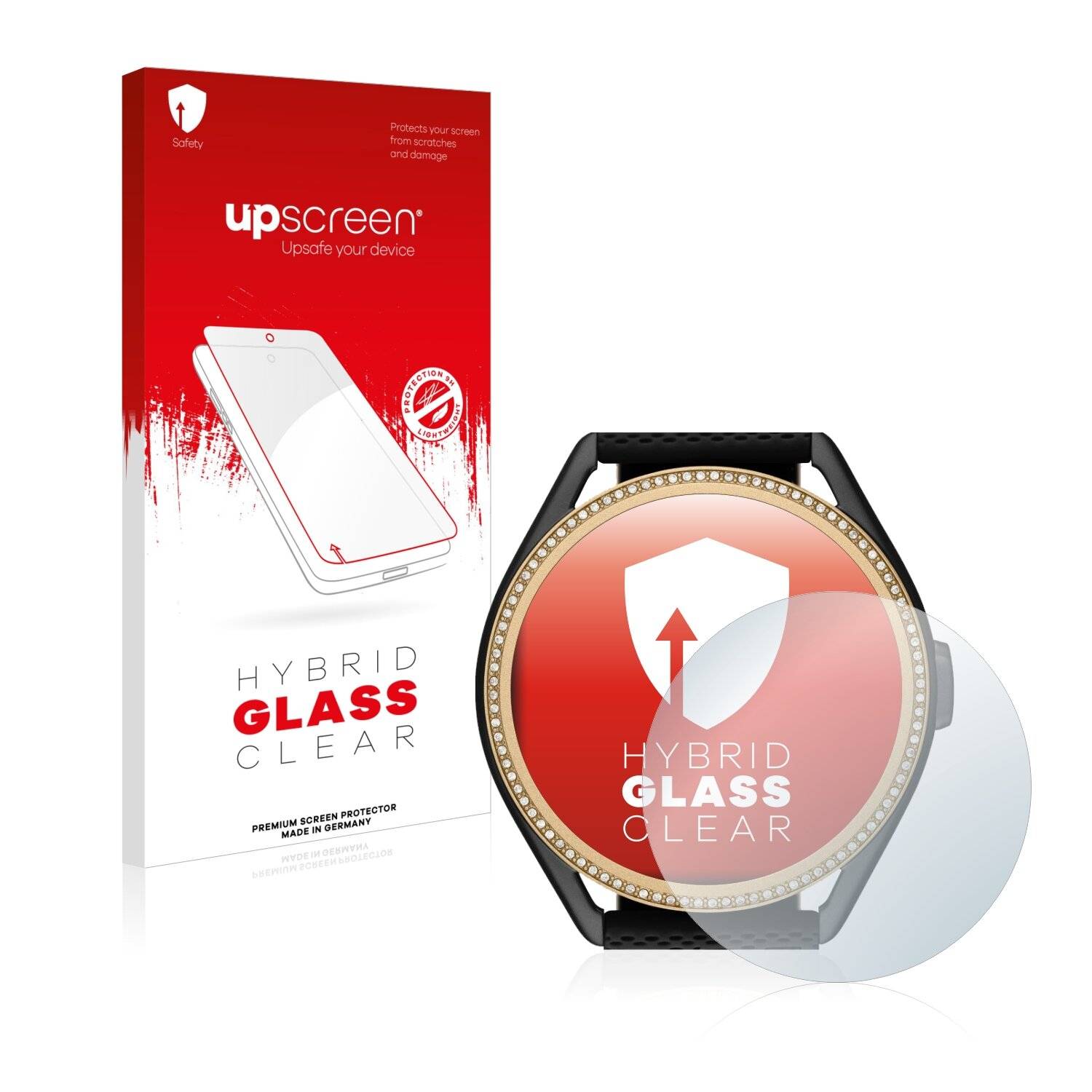 upscreen Hybrid Glass Clear Premium Schutzglas Folie für Michael Kors Access MKGO Gen 5E MKT