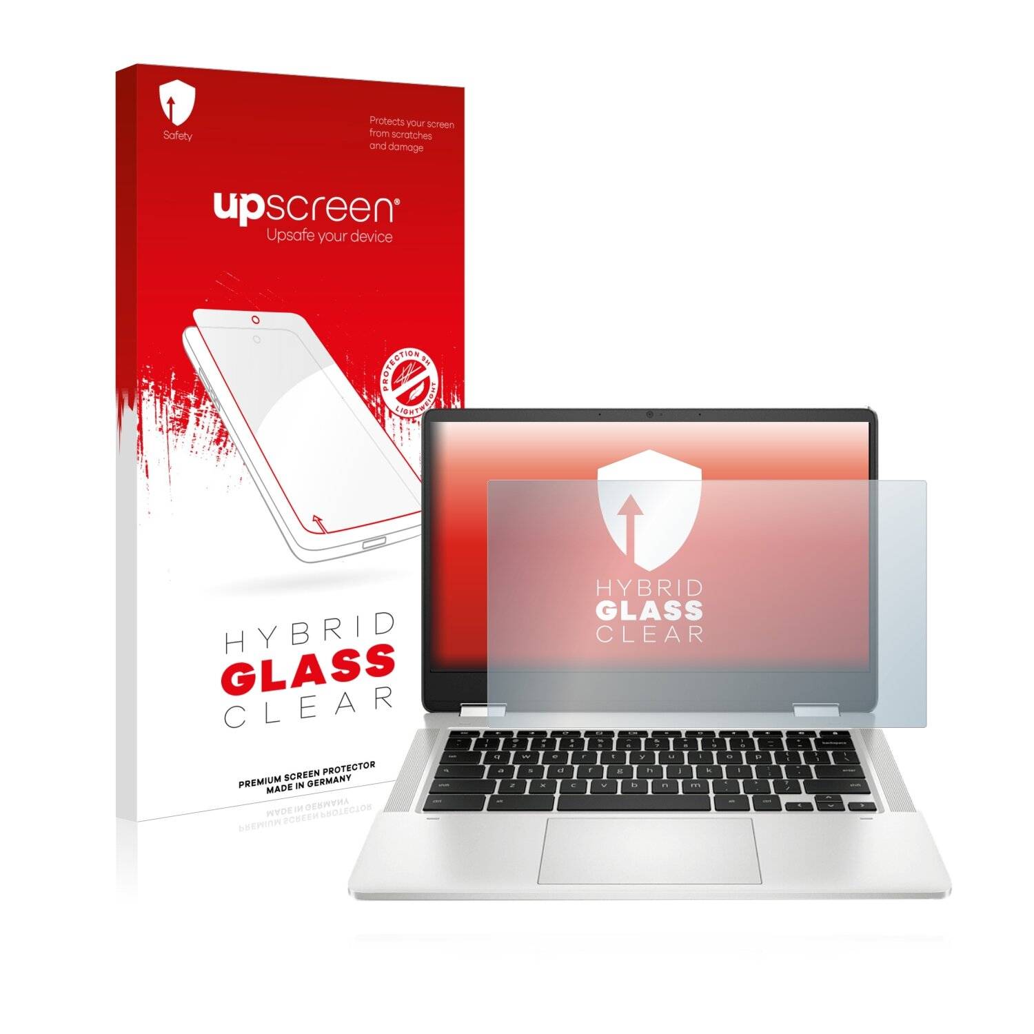 upscreen Hybrid Glass Clear Premium Schutzglas Folie für HP Chromebook x360