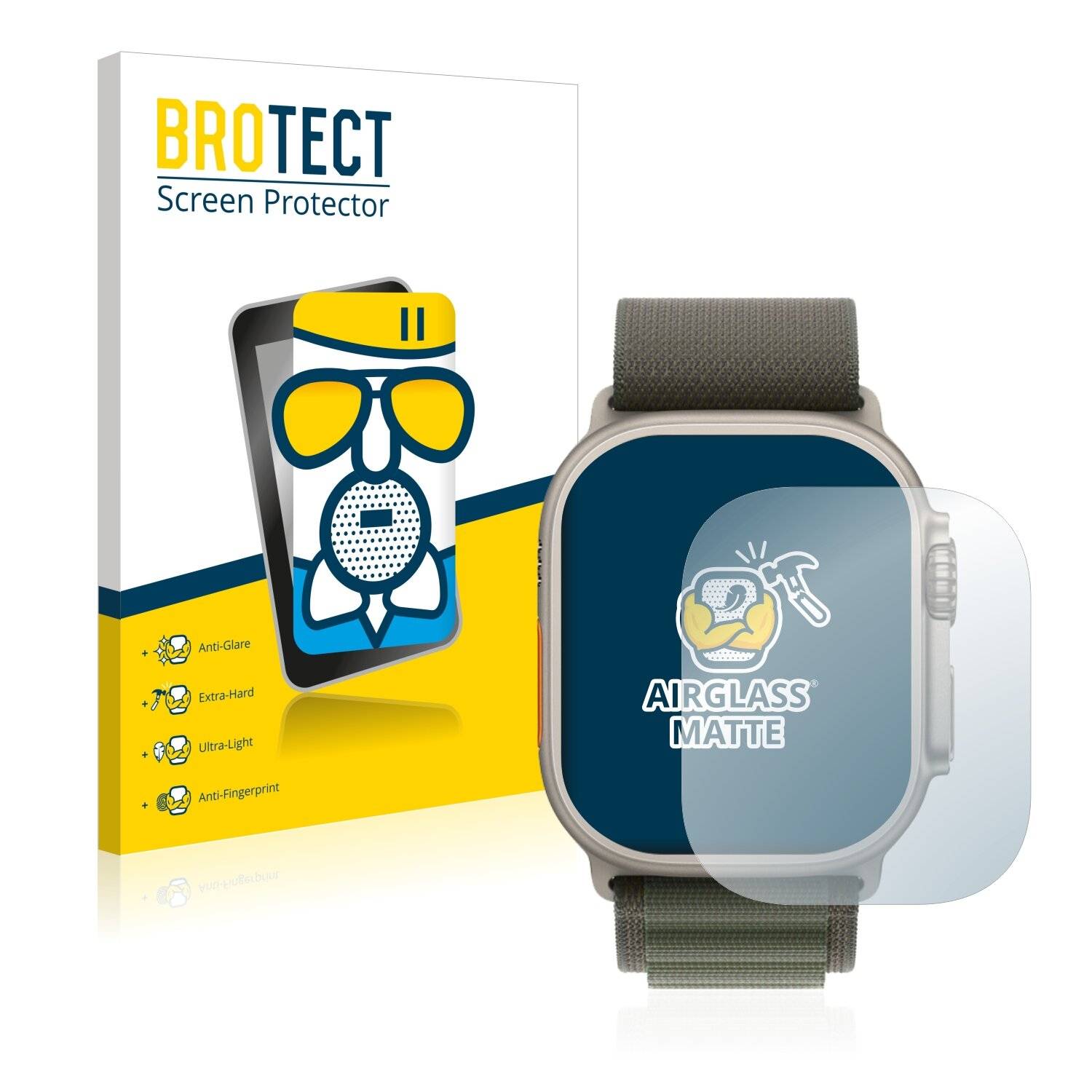 BROTECT AirGlass Flexible Schutz Glas Folie für Apple Watch Ultra / Ultra 2 Matt Entspiegelt