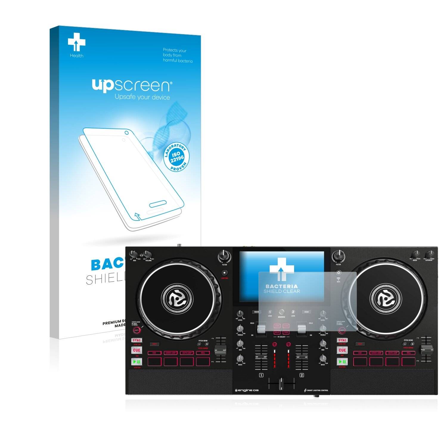 upscreen Bacteria Shield Clear Premium Antibakterielle Displayschutzfolie für Numark