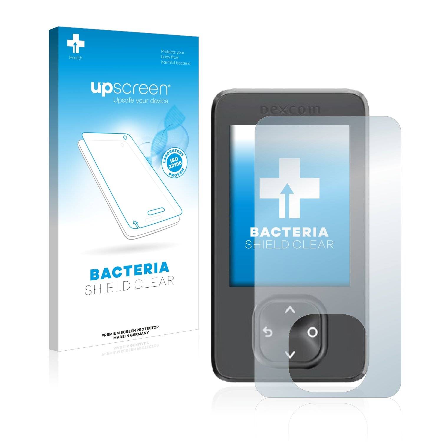 upscreen Bacteria Shield Clear Premium Antibakterielle Displayschutzfolie für Dexcom G7