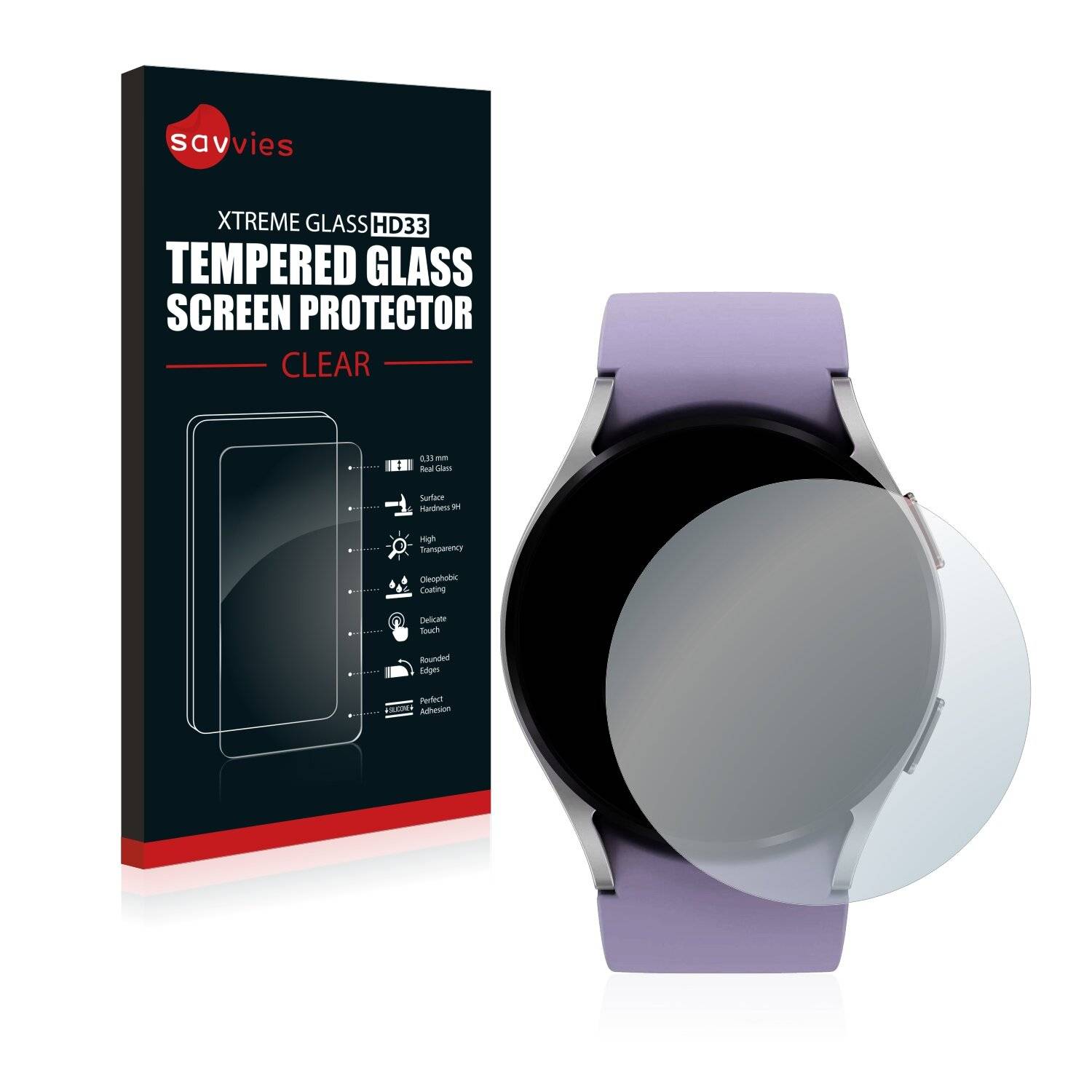 Savvies Schutzglas für Samsung Galaxy Watch 5 (40mm) Echtglas 9H-Härte klar