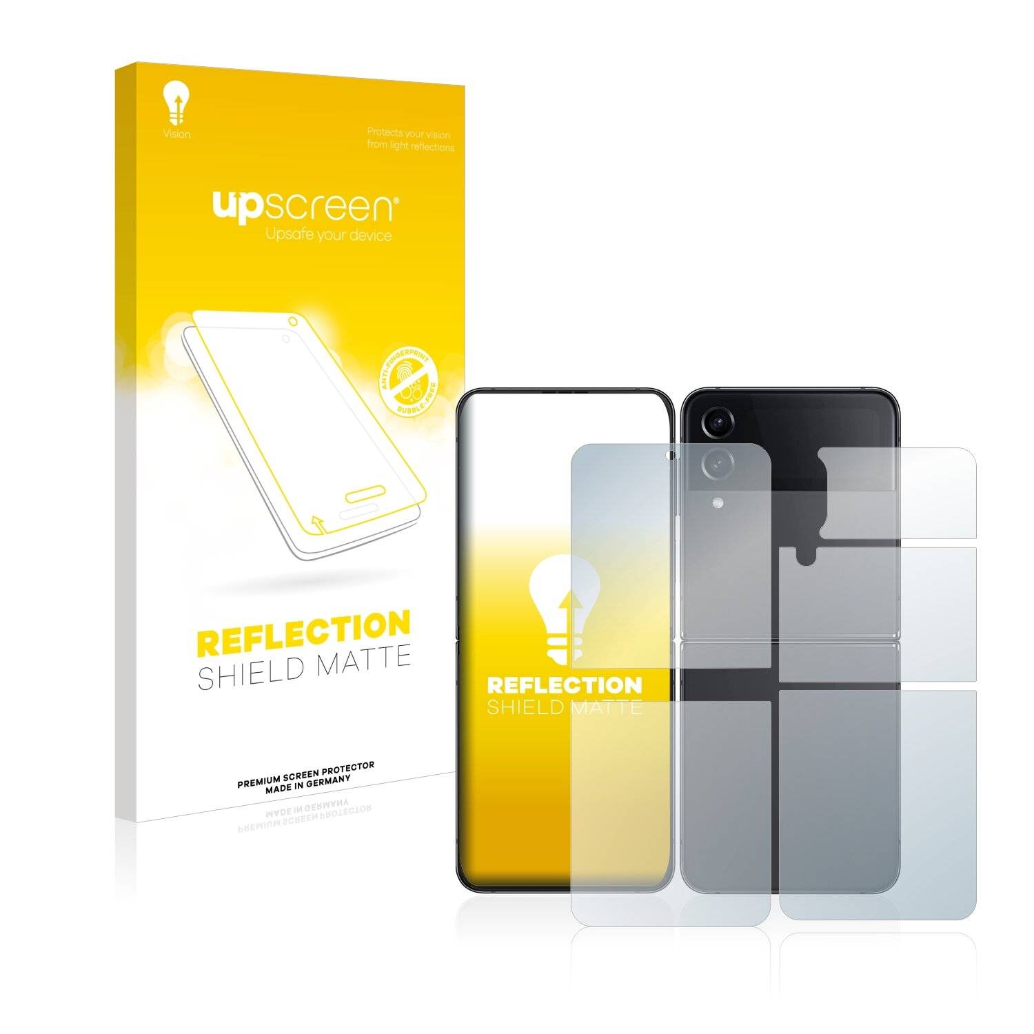 upscreen Schutzfolie für Samsung Galaxy Z Flip 4 (Display+Rückseite) Folie Matt Entspiegelt Anti-Reflex