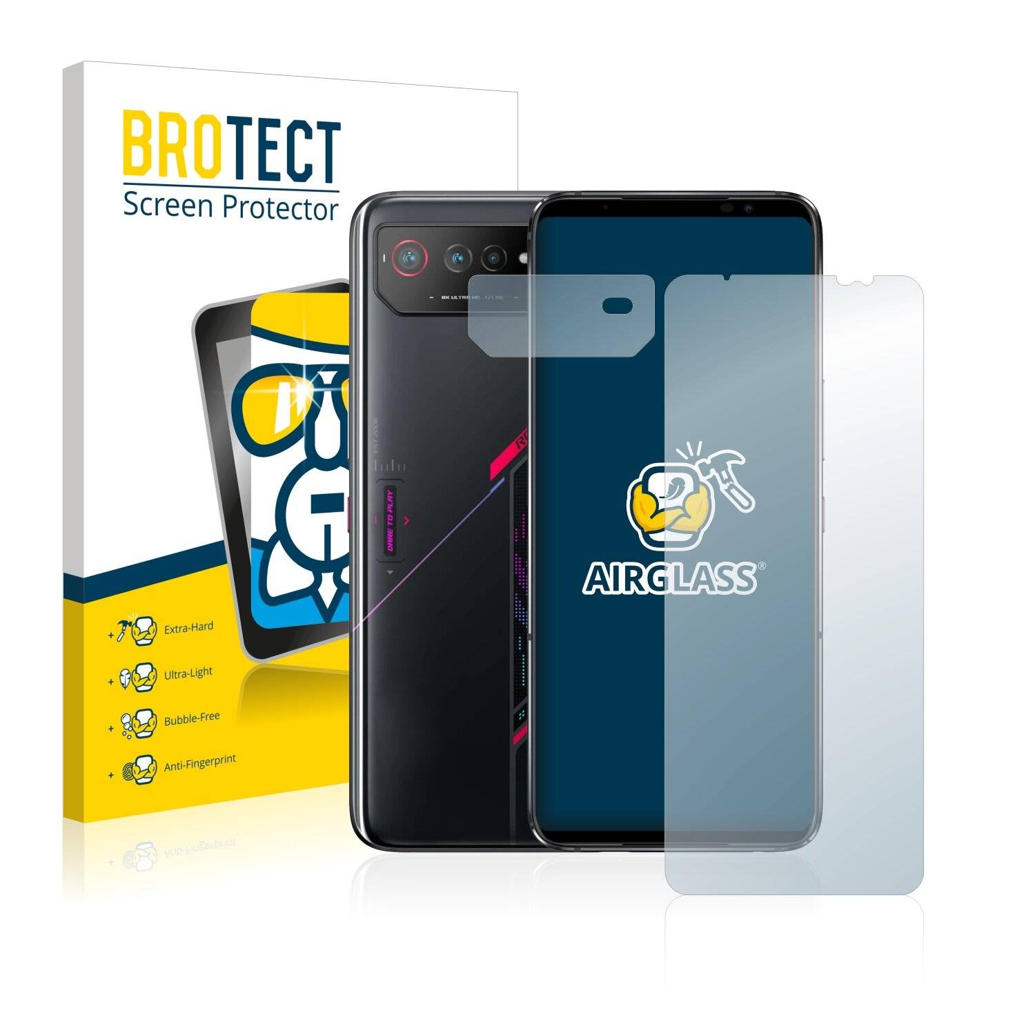 BROTECT AirGlass Flexible Schutz Glas Folie für ASUS ROG Phone 6 (Display+Kamera) Klar Transparent