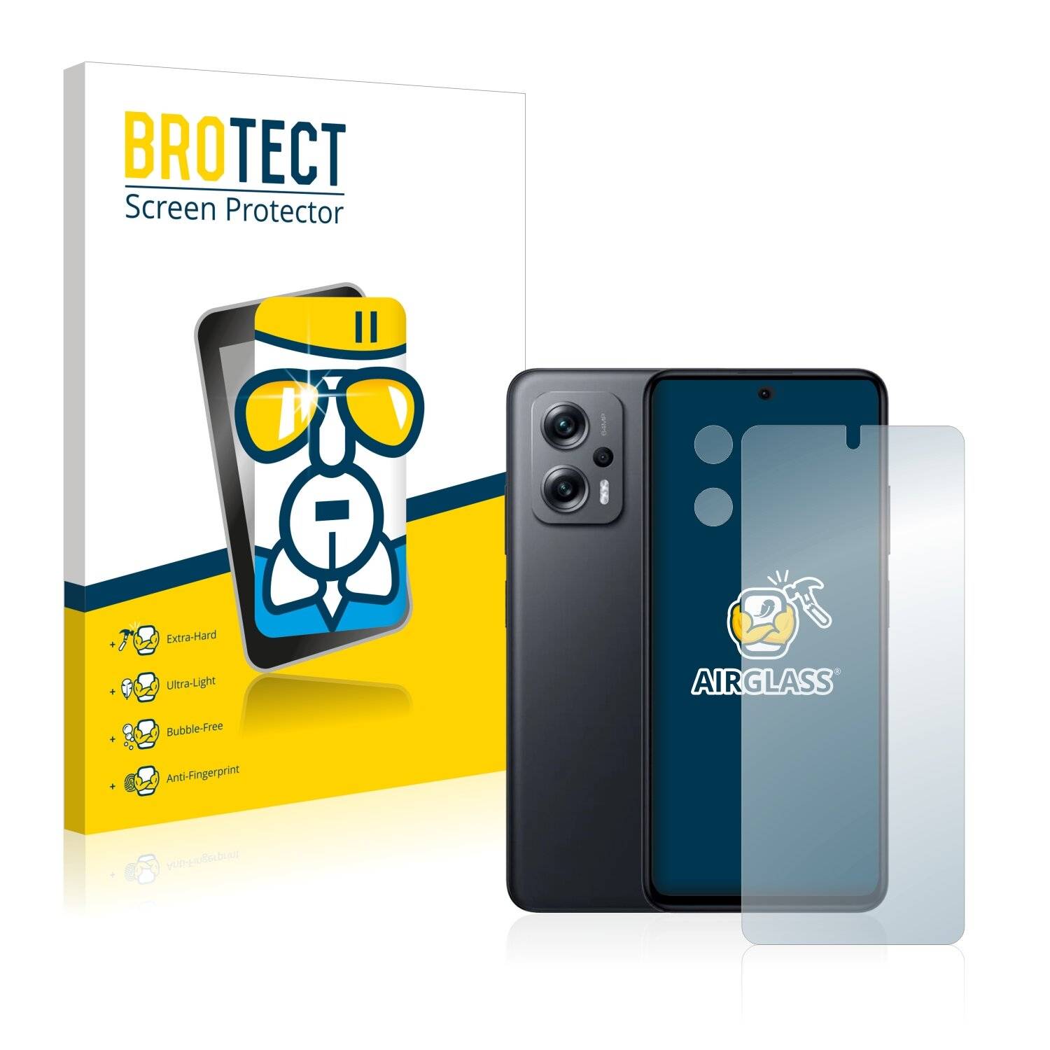 BROTECT AirGlass Flexible Schutz Glas Folie für Xiaomi Poco X4 GT (Display+Kamera) Klar Transparent