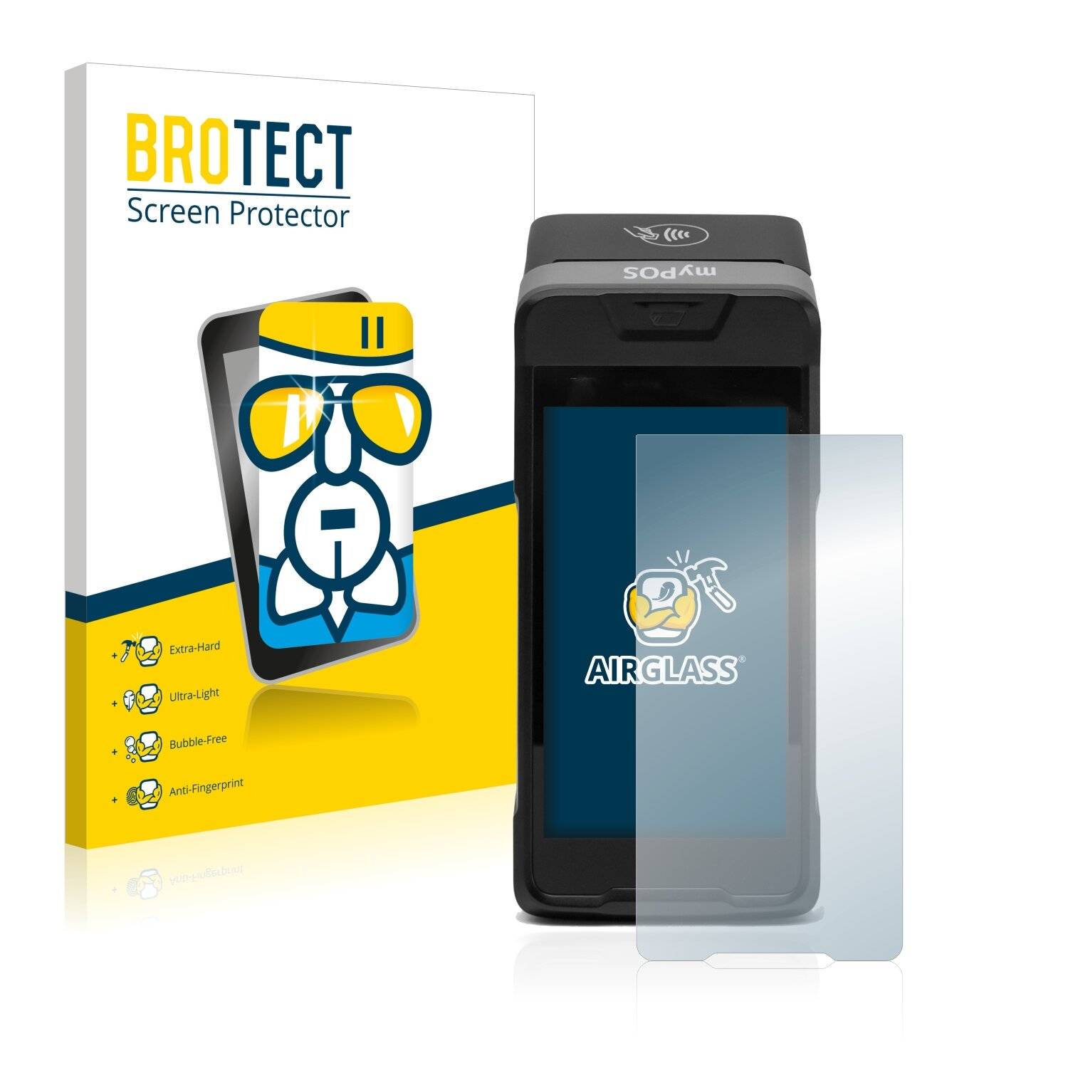 BROTECT AirGlass Flexible Schutz Glas Folie für myPOS Carbon Klar Transparent