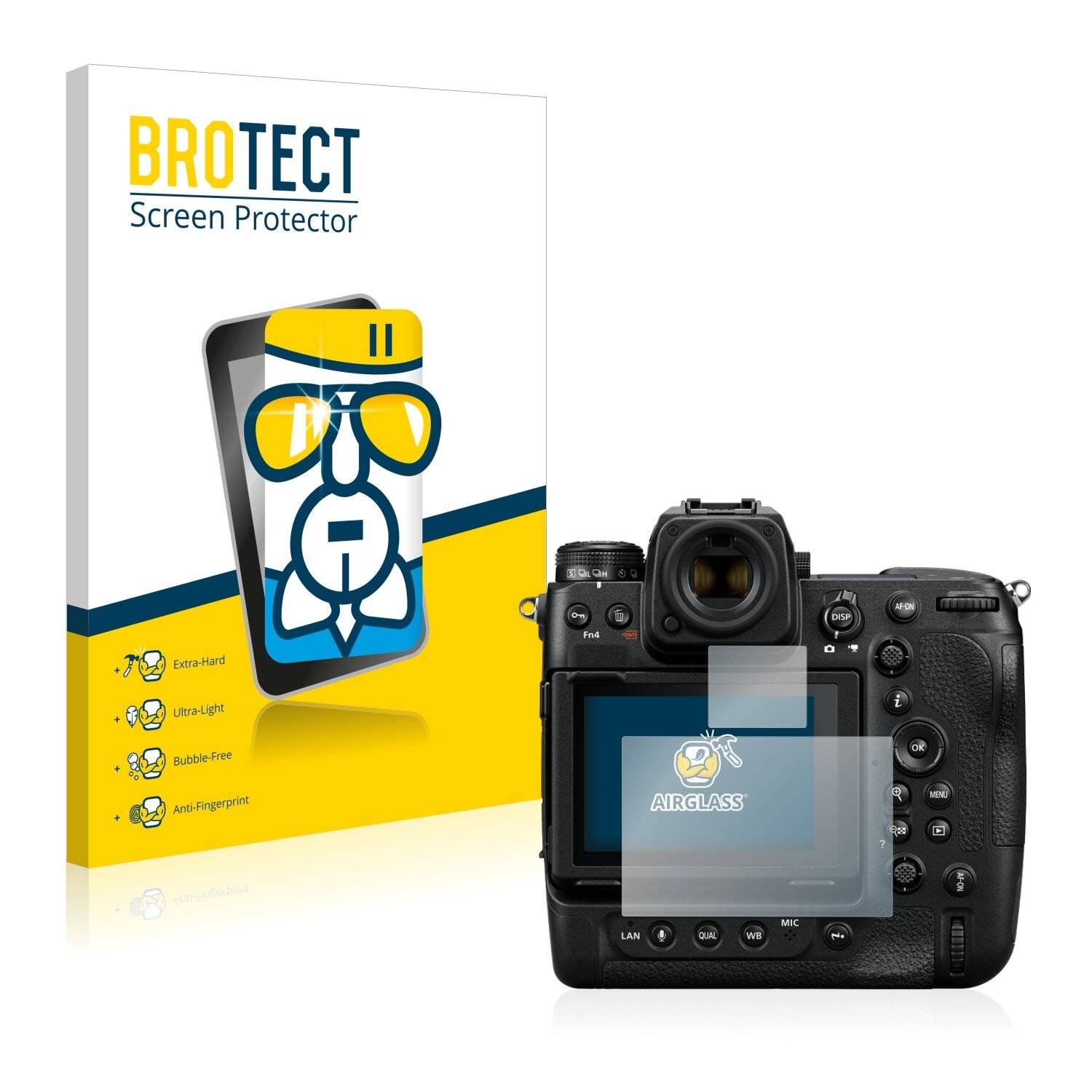 BROTECT AirGlass Flexible Schutz Glas Folie für Nikon Z 9 (Display + Schulterdisplay) Klar Transparent