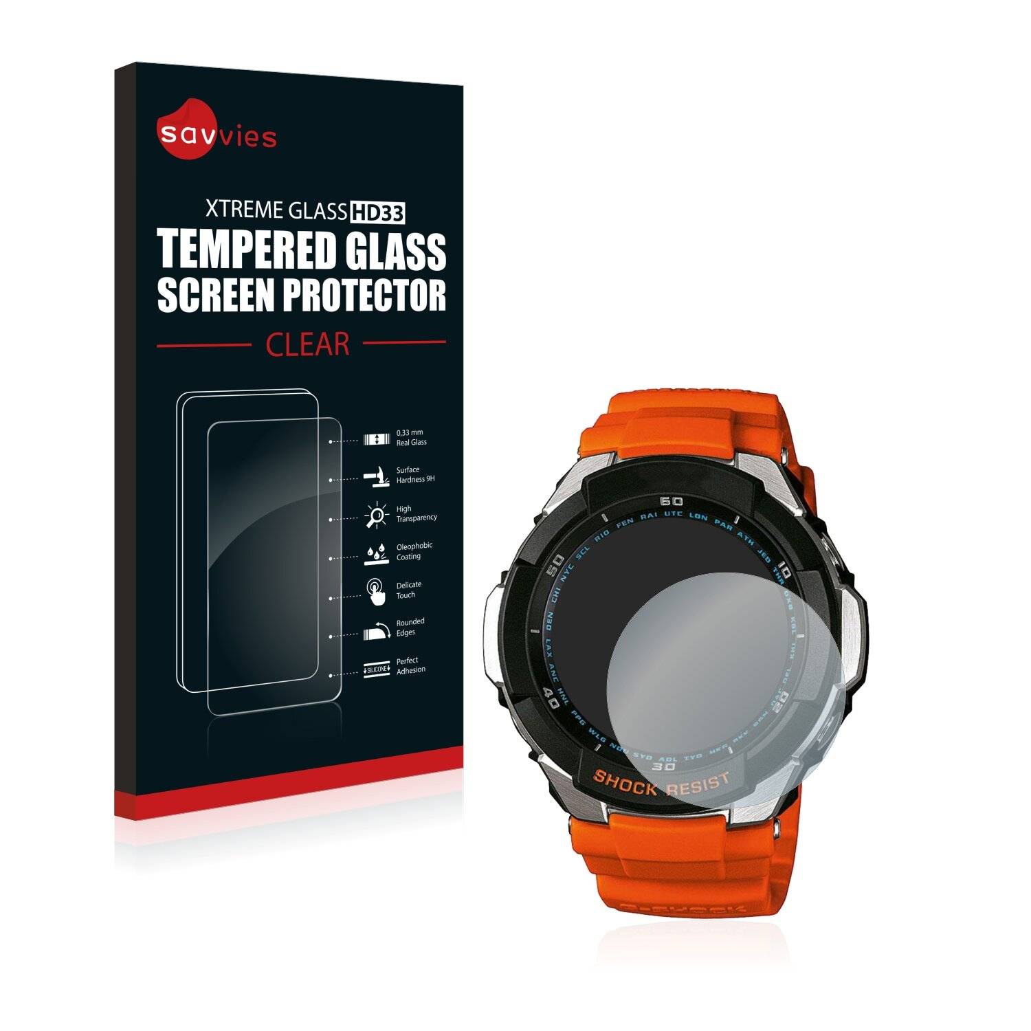 Savvies Panzerglas für Casio G-Shock GW3000 Echtglas 9H-Härte Schutzglas Klar