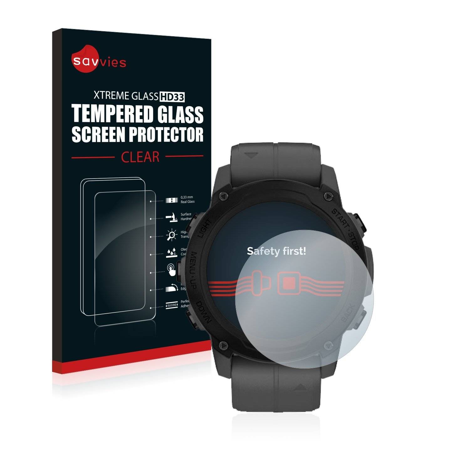 Savvies Schutzglas für Garmin Descent G1 Echtglas 9H-Härte klar