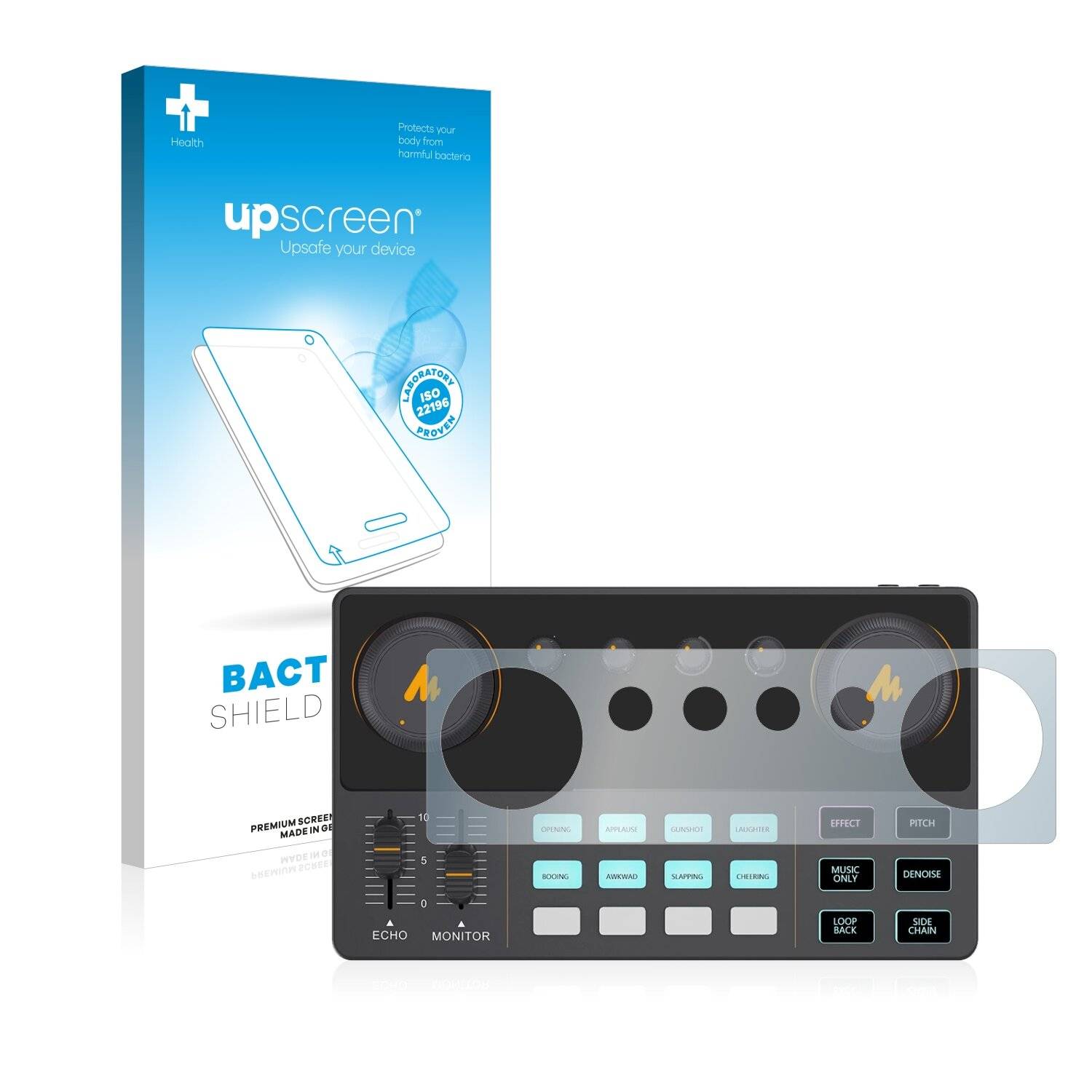 upscreen Bacteria Shield Clear Premium Antibakterielle Displayschutzfolie für Maono DJ