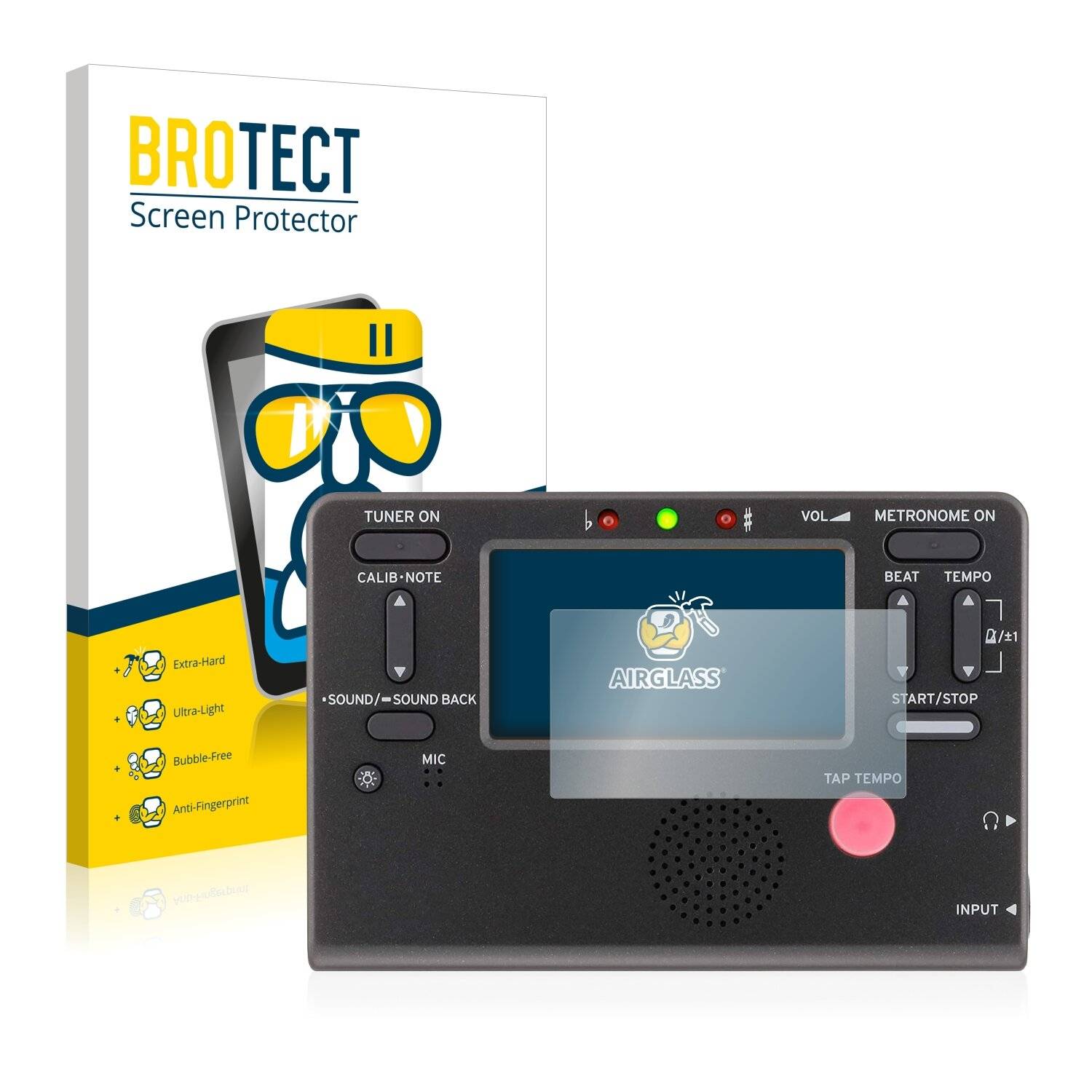 BROTECT AirGlass Flexible Schutz Glas Folie für KORG TM-60 Combo Tuner Metronom Klar Transparent