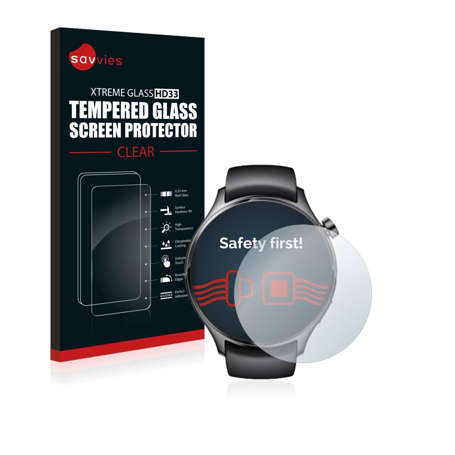 Savvies Schutzglas für Xiaomi Watch S1 Pro Echtglas 9H-Härte klar