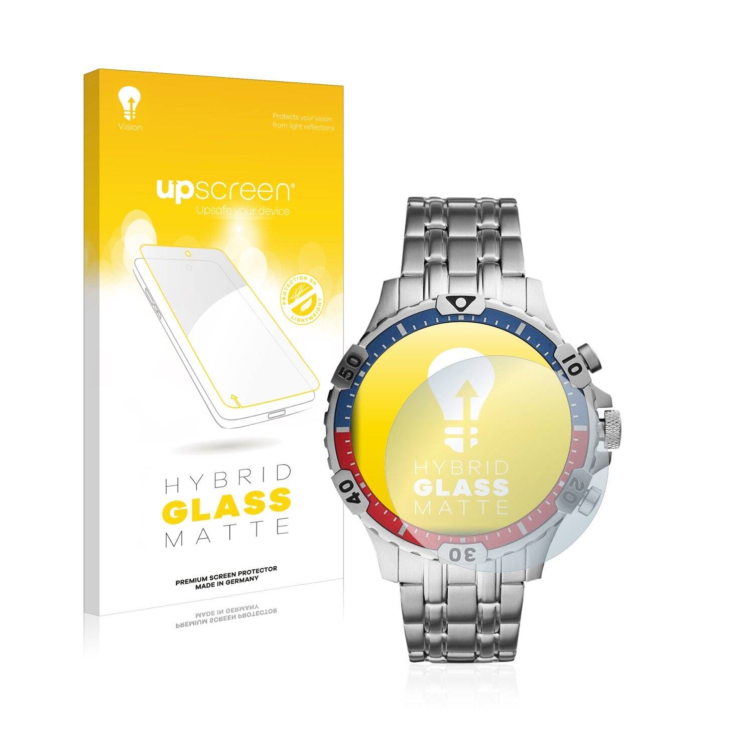 upscreen Hybrid Glass Matte Premium Schutzglas Folie für Fossil Garrett HR (5.