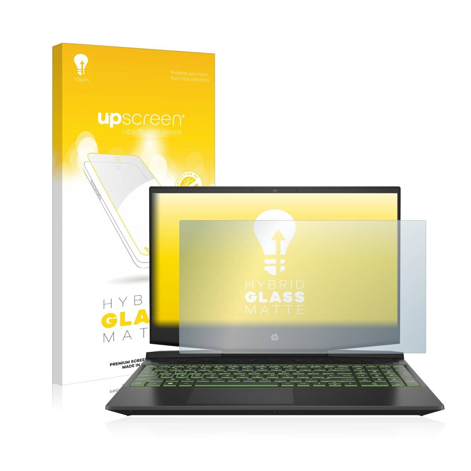 upscreen Hybrid Glass Matte Premium Schutzglas Folie für HP Pavilion Gaming