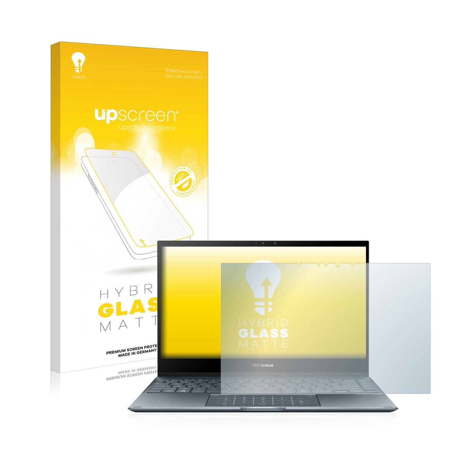 upscreen Hybrid Glass Matte Premium Schutzglas Folie für Asus ZenBook Flip 13