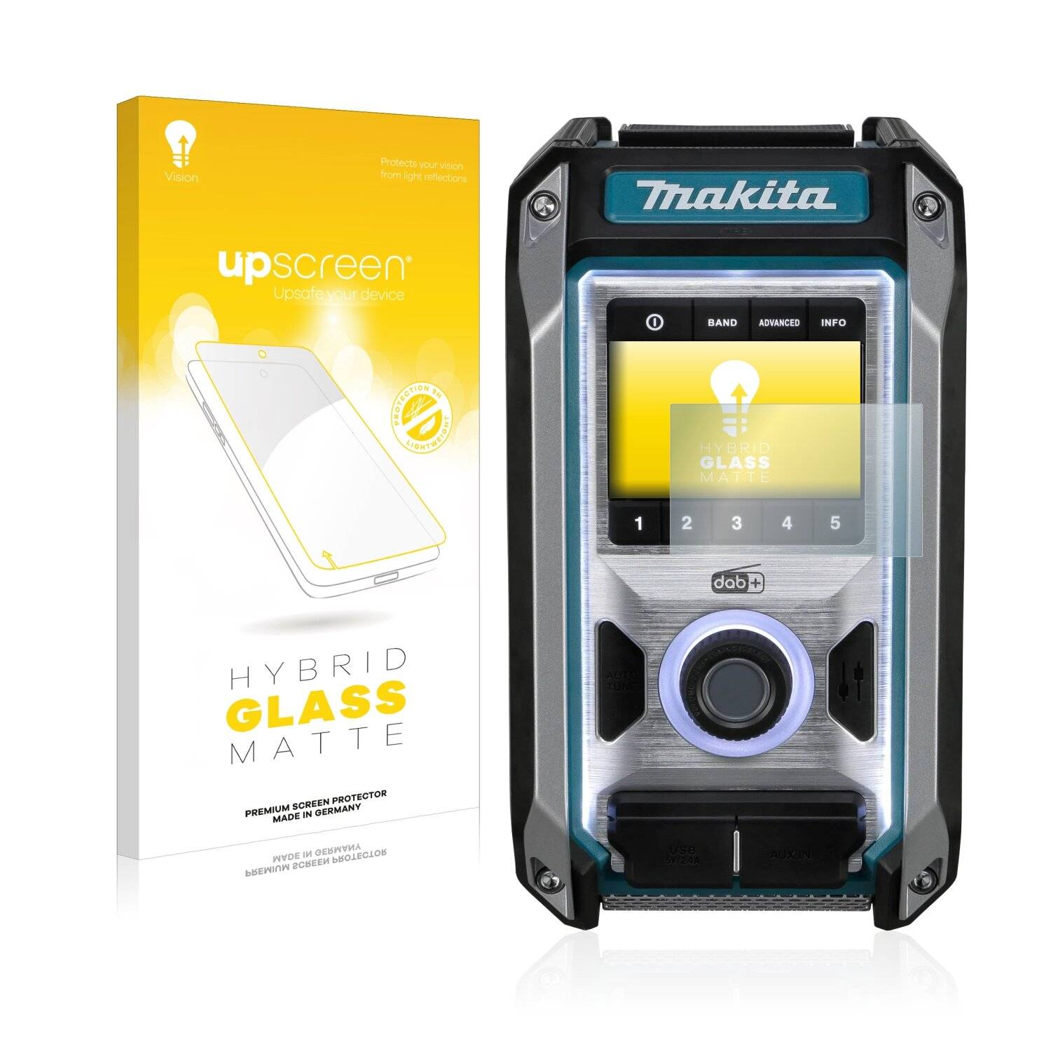 upscreen Hybrid Glass Matte Premium Schutzglas Folie für Makita
