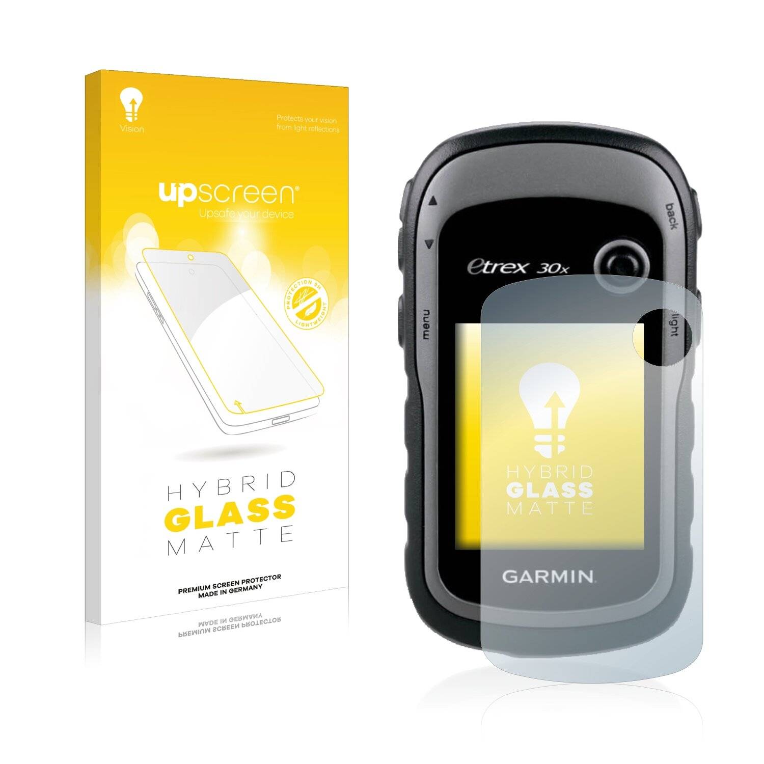 upscreen Hybrid Glass Matte Premium Schutzglas Folie für Garmin eTrex