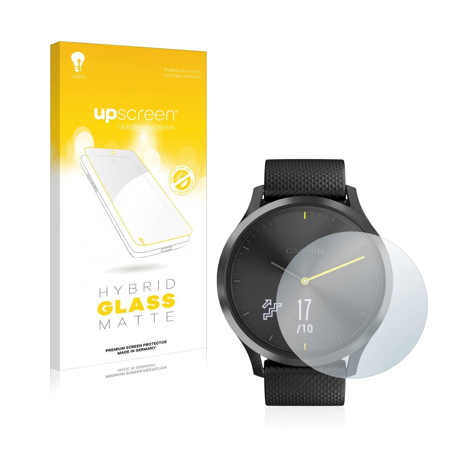 upscreen Hybrid Glass Matte Premium Schutzglas Folie für Garmin vivomove