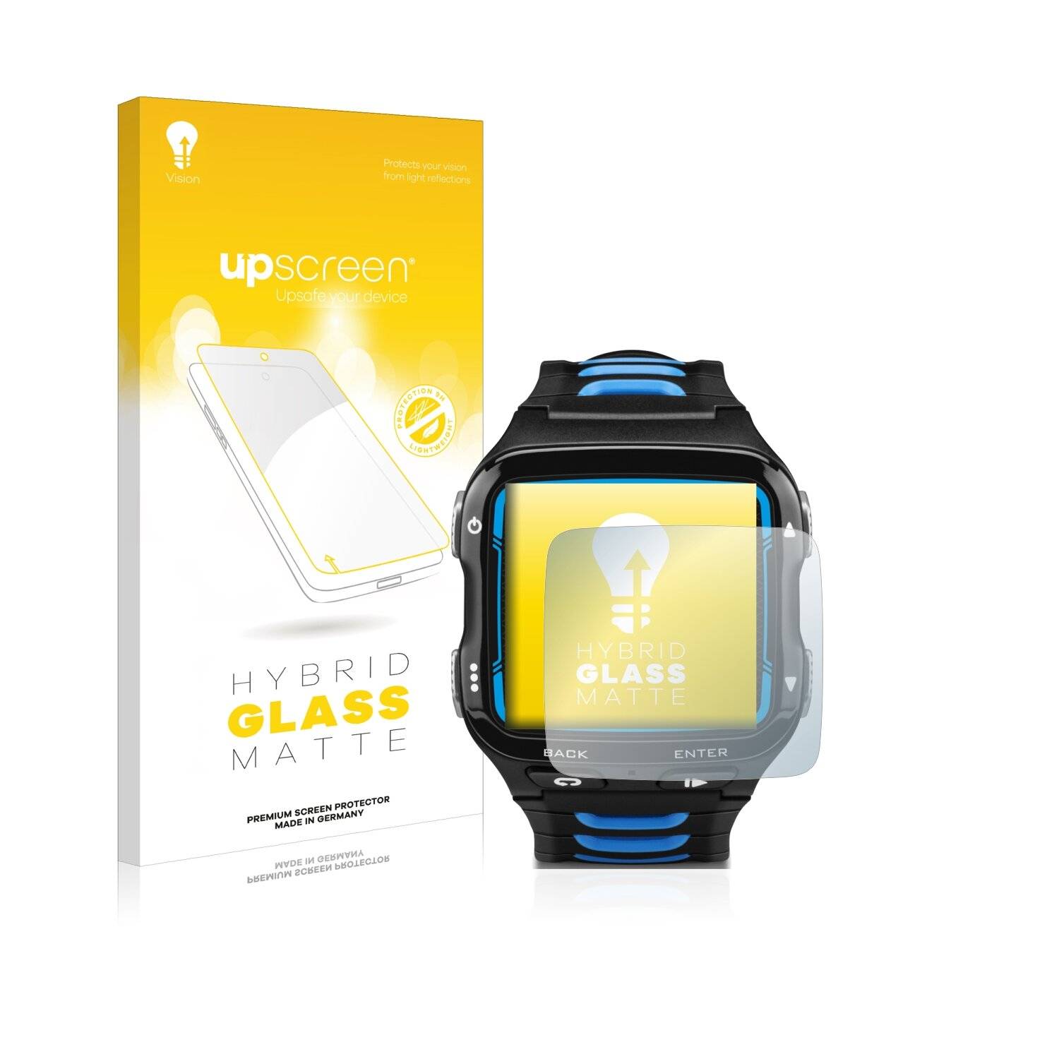 upscreen Hybrid Glass Matte Premium Schutzglas Folie für Garmin Forerunner