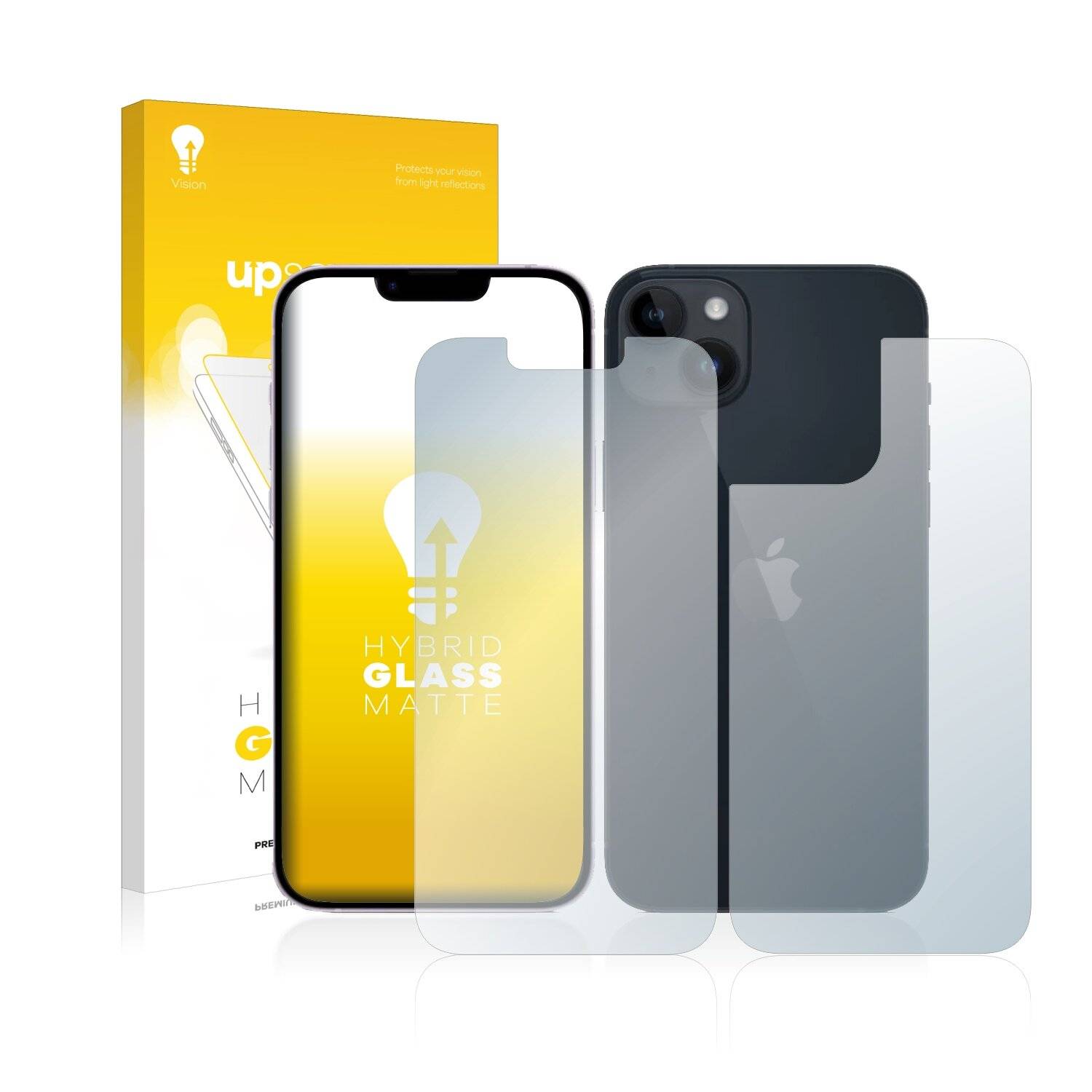 upscreen Flexible Schutz Glas Folie für Apple iPhone 14 (Display+Rückseite) Schutzglas 9H Hybridglas Matt Entspiegelt