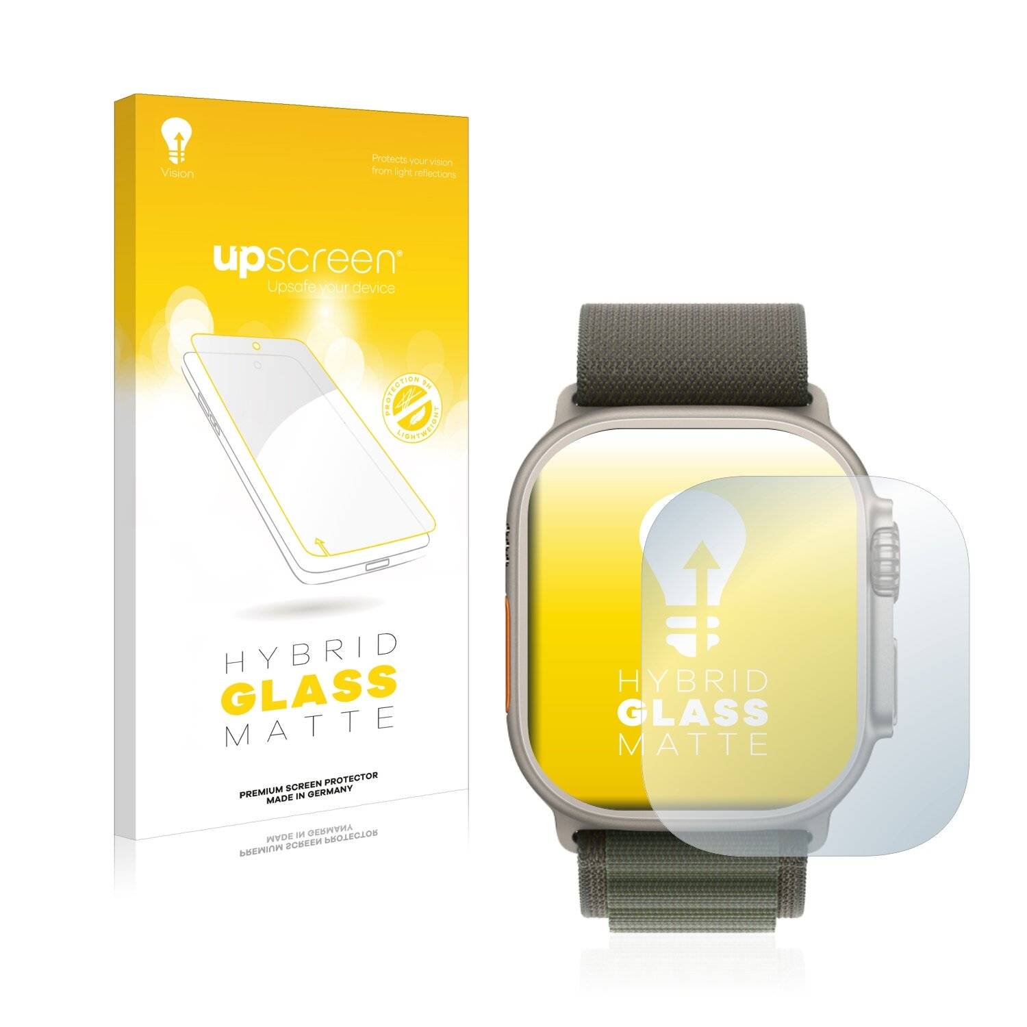 upscreen Hybrid Glass Matte Premium Schutzglas Folie für Apple Watch Ultra (49