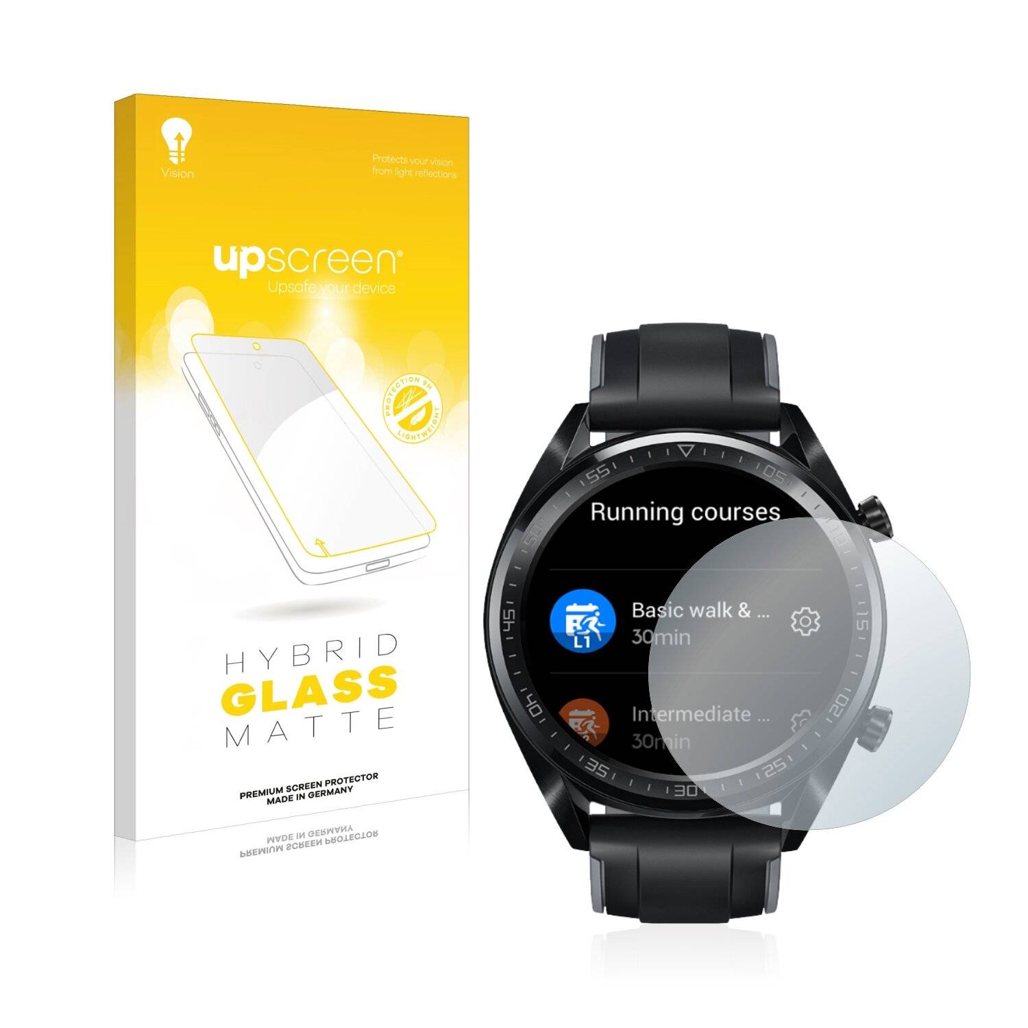 upscreen Hybrid Glass Matte Premium Schutzglas Folie für Huawei Watch GT (46 mm)