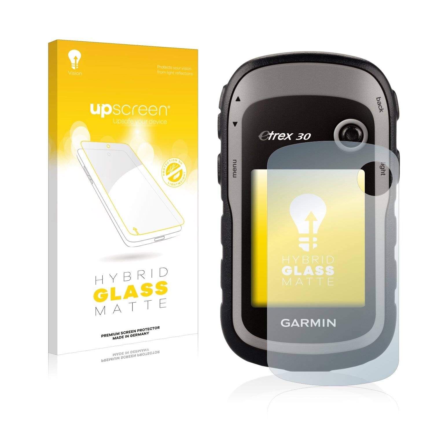 upscreen Hybrid Glass Matte Premium Schutzglas Folie für Garmin eTrex
