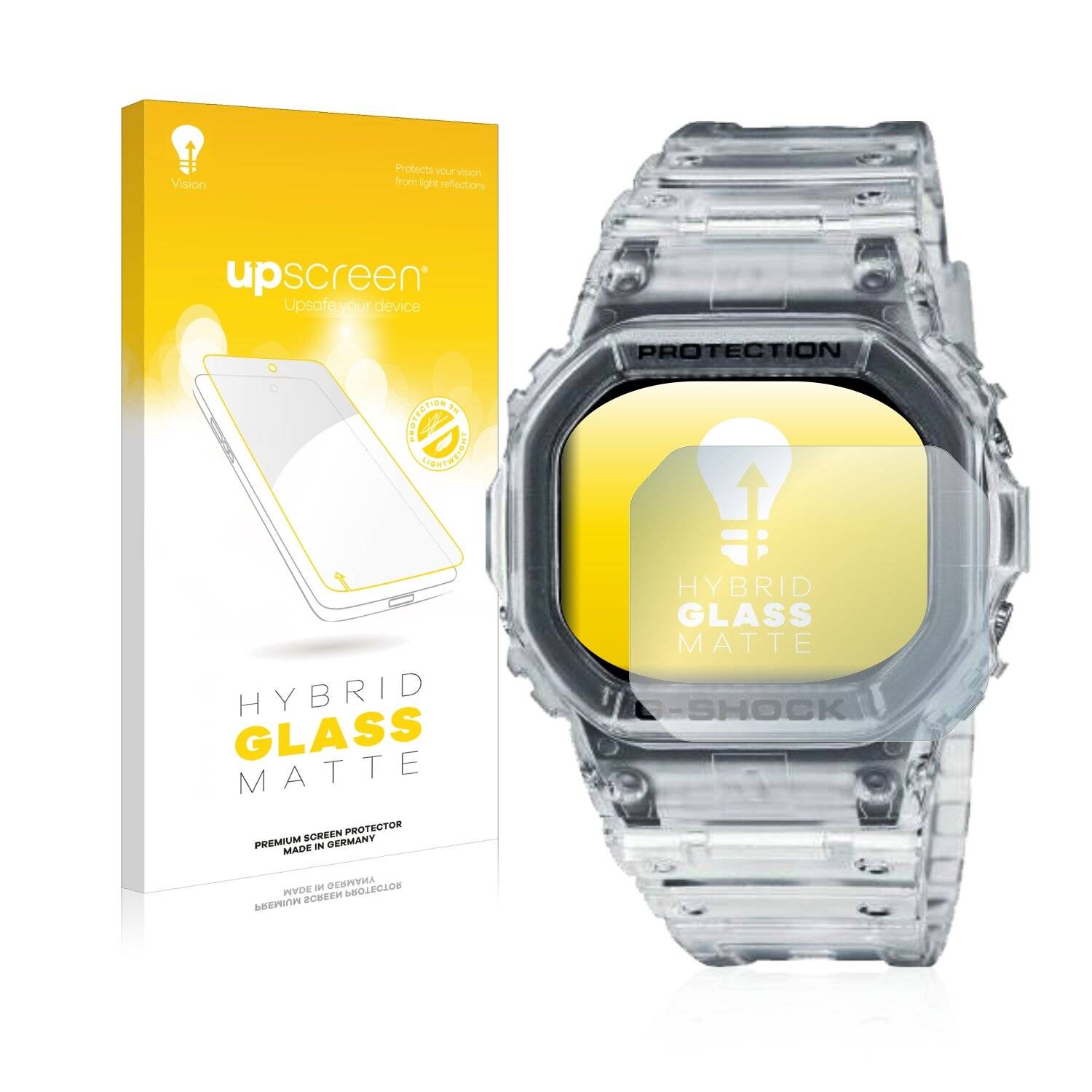 upscreen Hybrid Glass Matte Premium Schutzglas Folie für Casio G-Shock