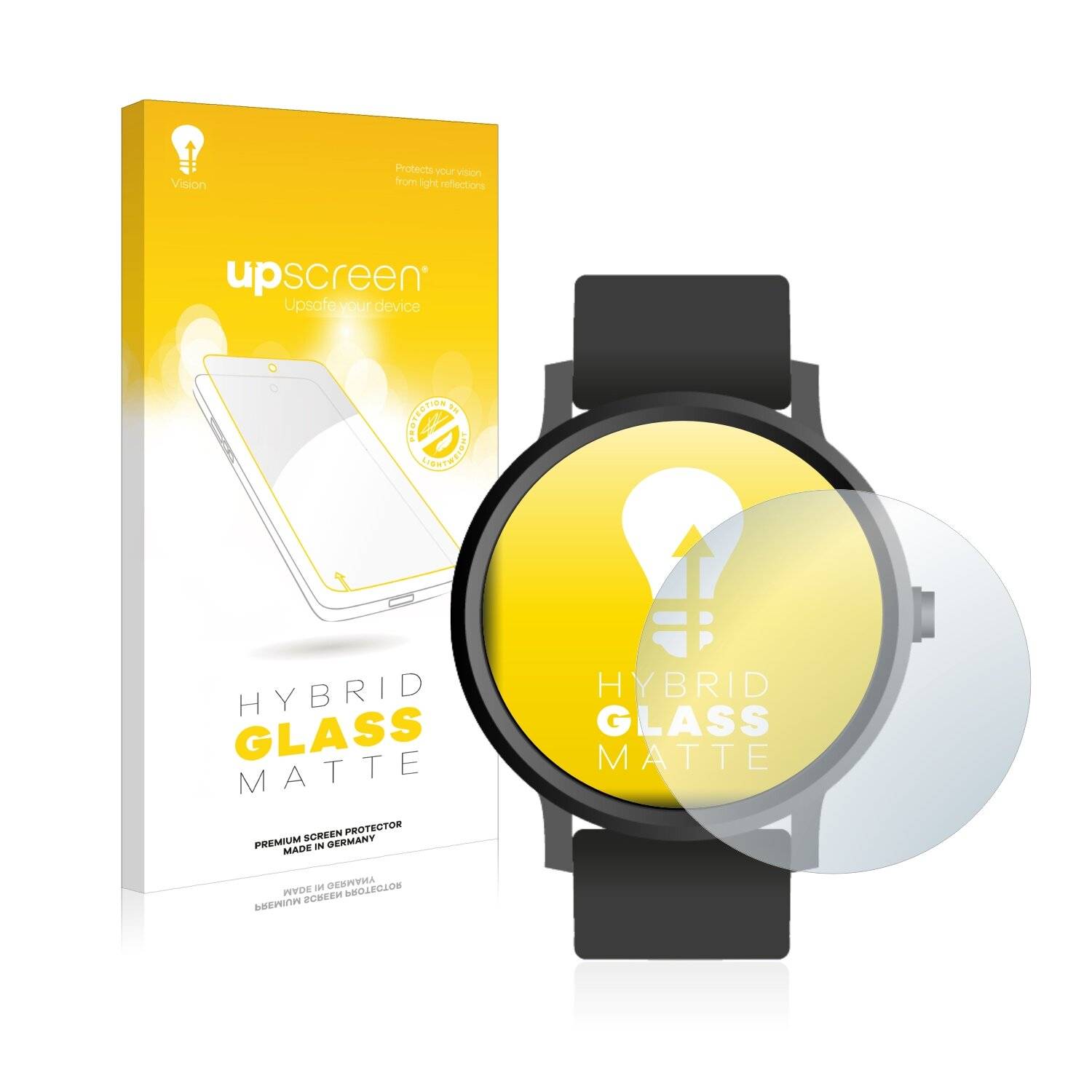 upscreen Hybrid Glass Matte Premium Schutzglas Folie für Armbanduhren (Kreisrund, ø: 34