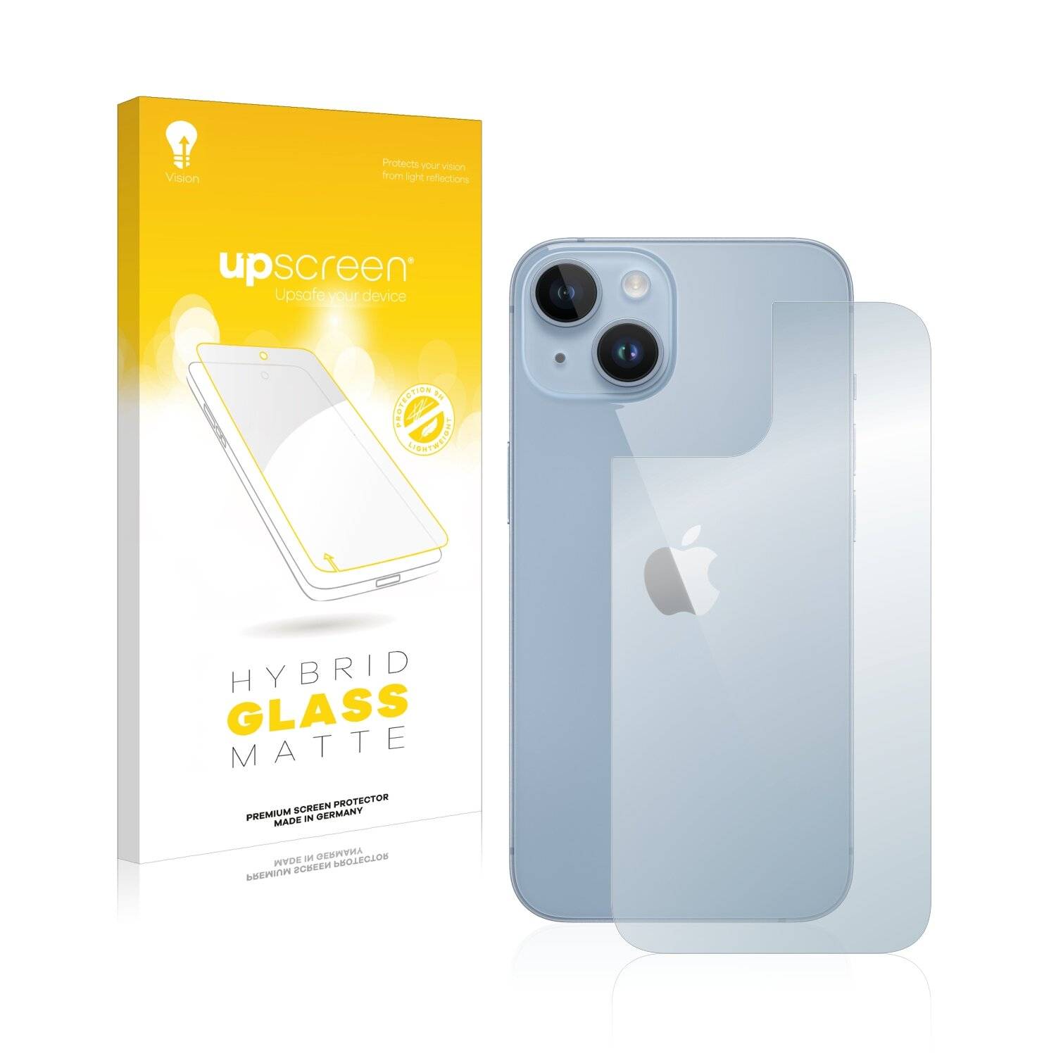 upscreen Flexible Schutz Glas Folie für Apple iPhone 14 (Rückseite) Schutzglas 9H Hybridglas Matt Entspiegelt