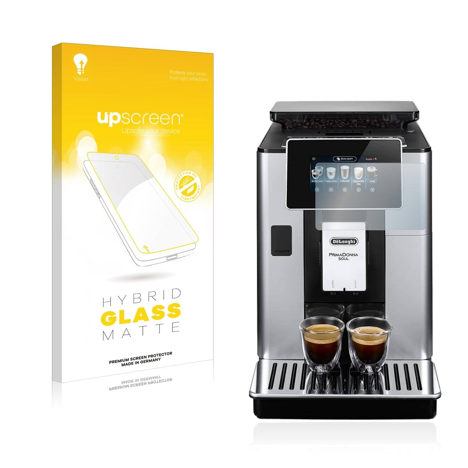 upscreen Hybrid Glass Matte Premium Schutzglas Folie für DeLonghi PrimaDonna Soul