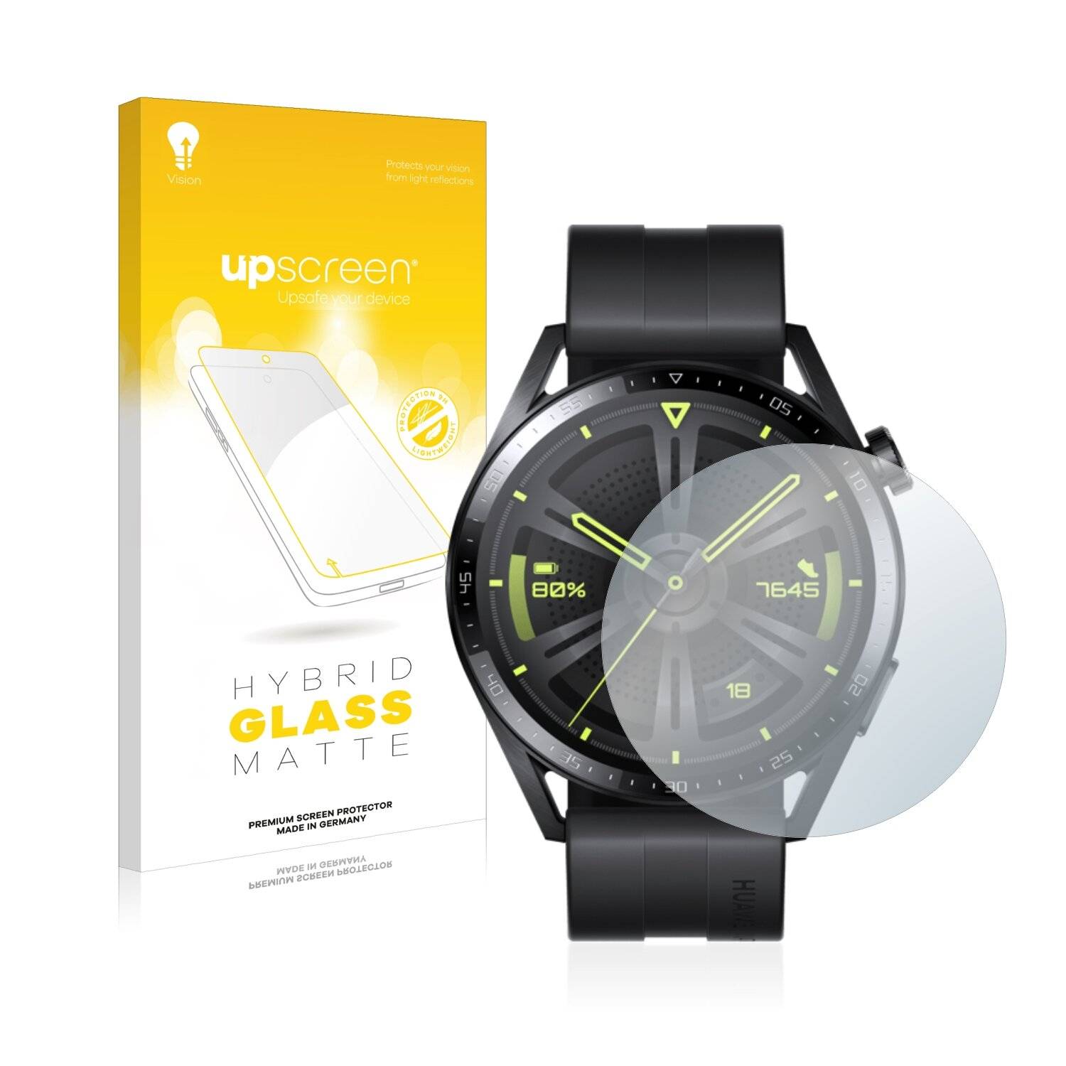upscreen Hybrid Glass Matte Premium Schutzglas Folie für Huawei Watch GT 3 (46